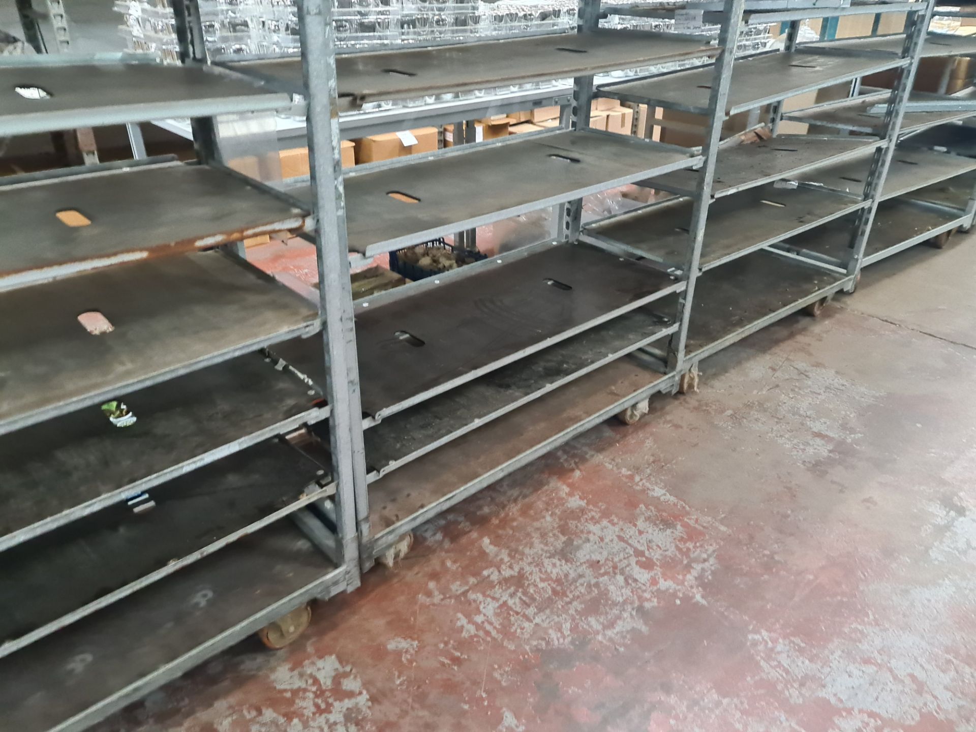 4 off large rectangular trollies with adjustable shelves for storing small plants - Image 8 of 13