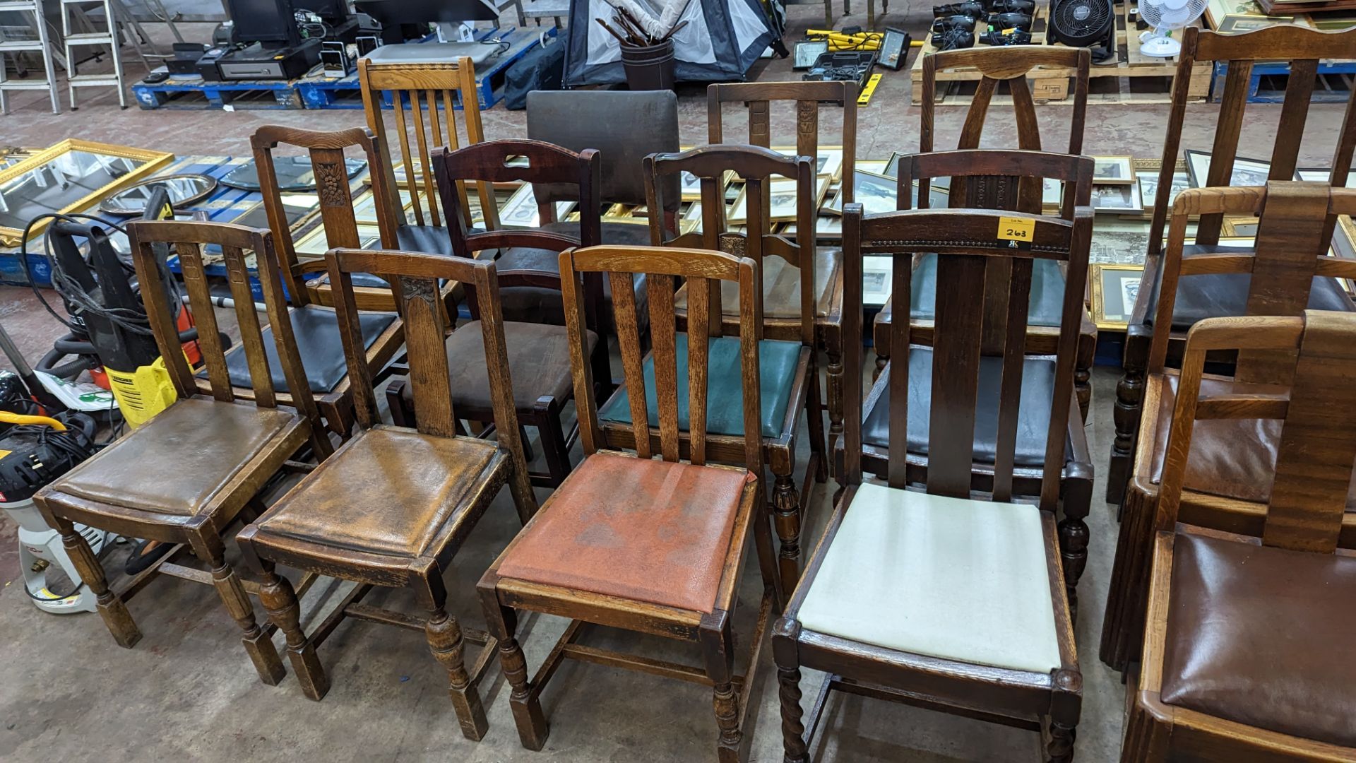 12 off assorted wooden dining chairs