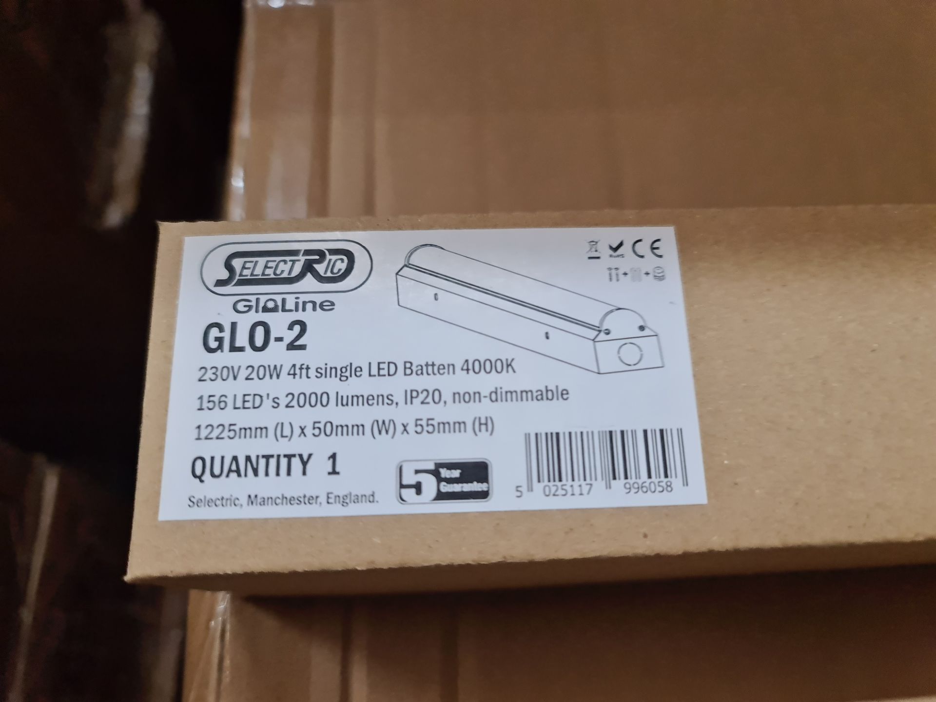 32 off Selectric Gloline GLO-2 230V 20w 4ft single LED batten 4000k lights. 156 LEDs, 2000 lumens,
