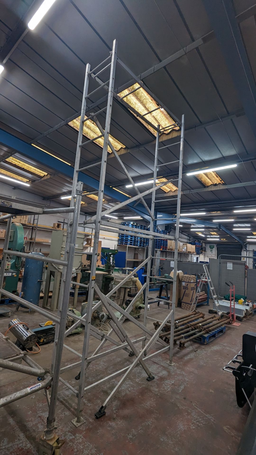 Tall folding access tower, approximately 4.4m tall as assembled/pictured - Image 4 of 12