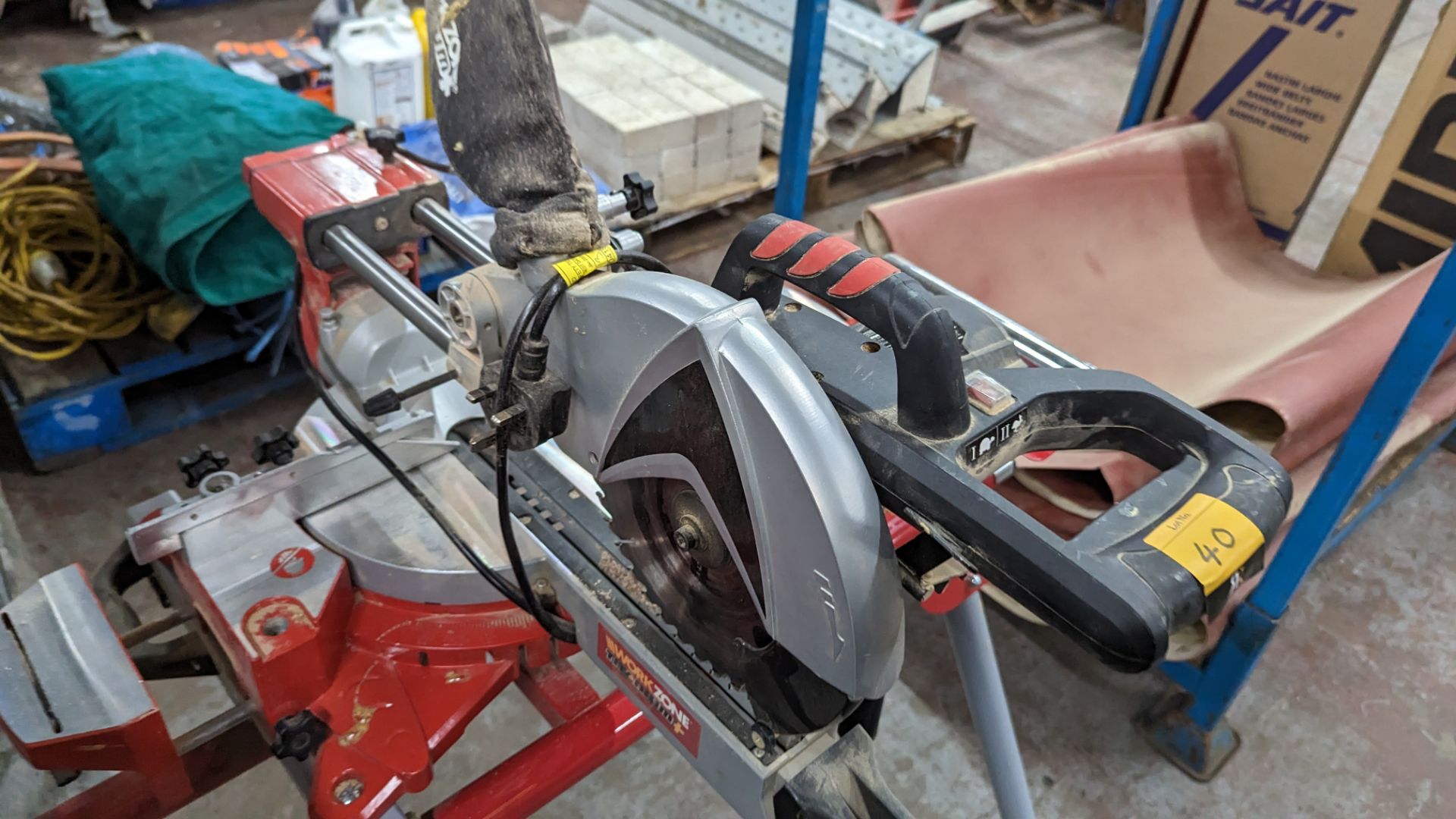 Workzone titanium mitre saw (model HM80MP) on dedicated stand - Image 9 of 14