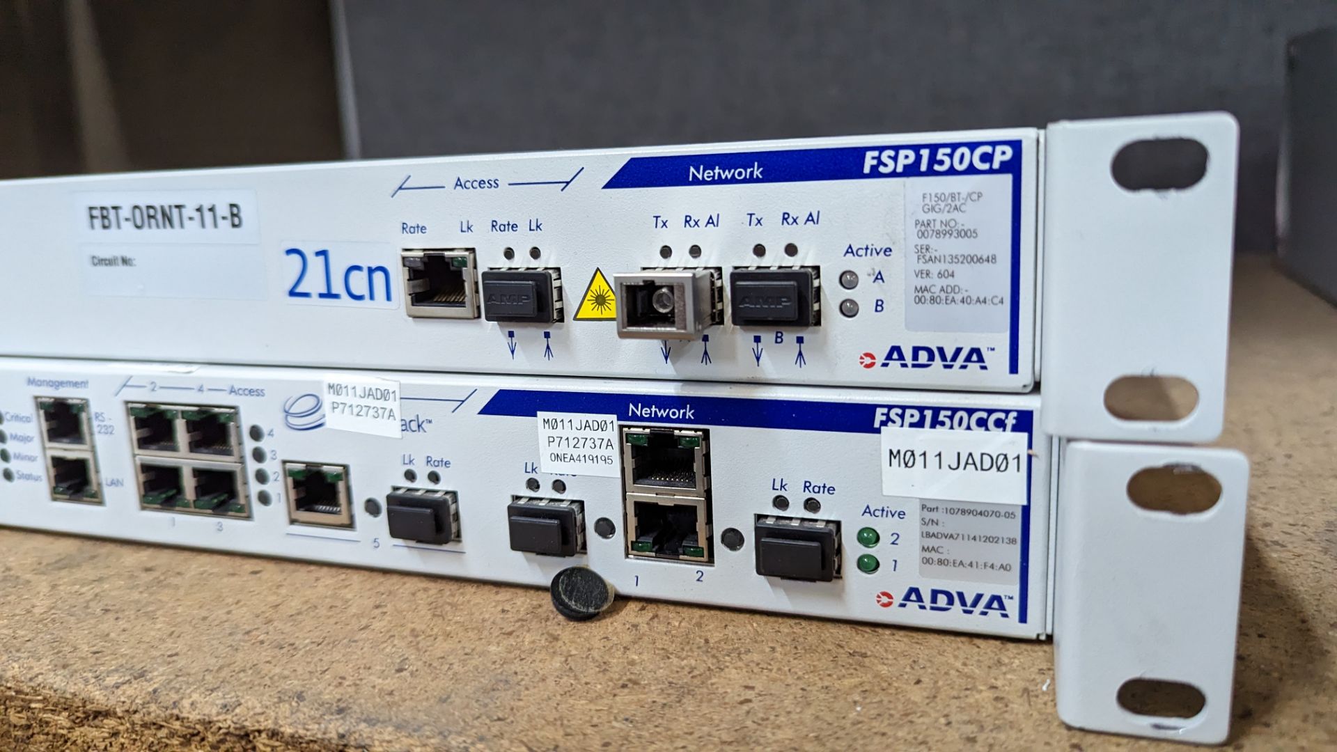 2 off Adva telephonic/networking rack mountable units, models FSP150CP & FSP150CCF - Image 5 of 9