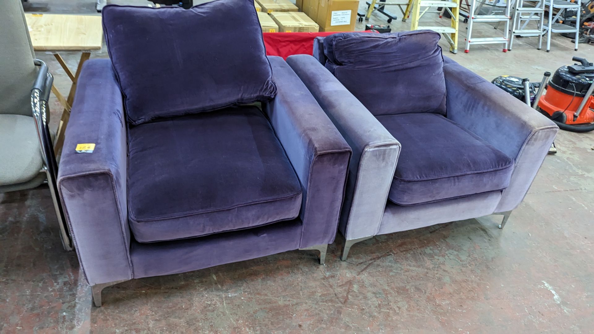 Pair of purple velvet armchairs