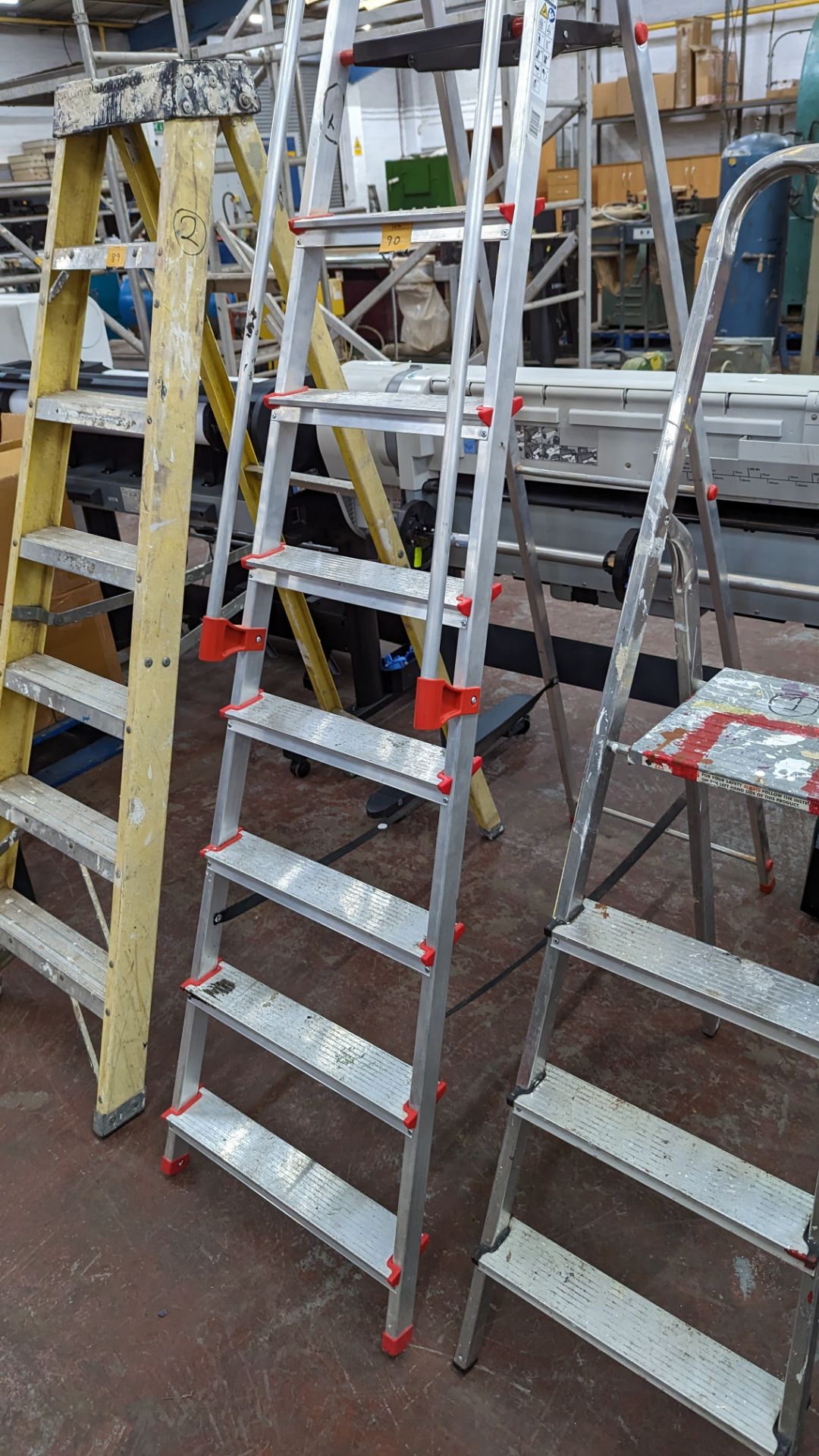 Set of tall folding stepladders - Image 8 of 10