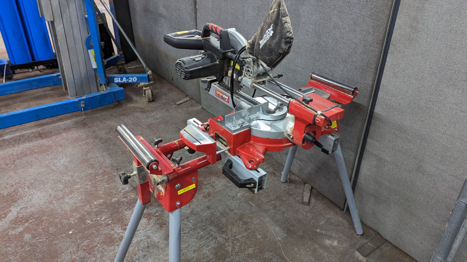 Workzone titanium mitre saw (model HM80MP) on dedicated stand - Image 13 of 14