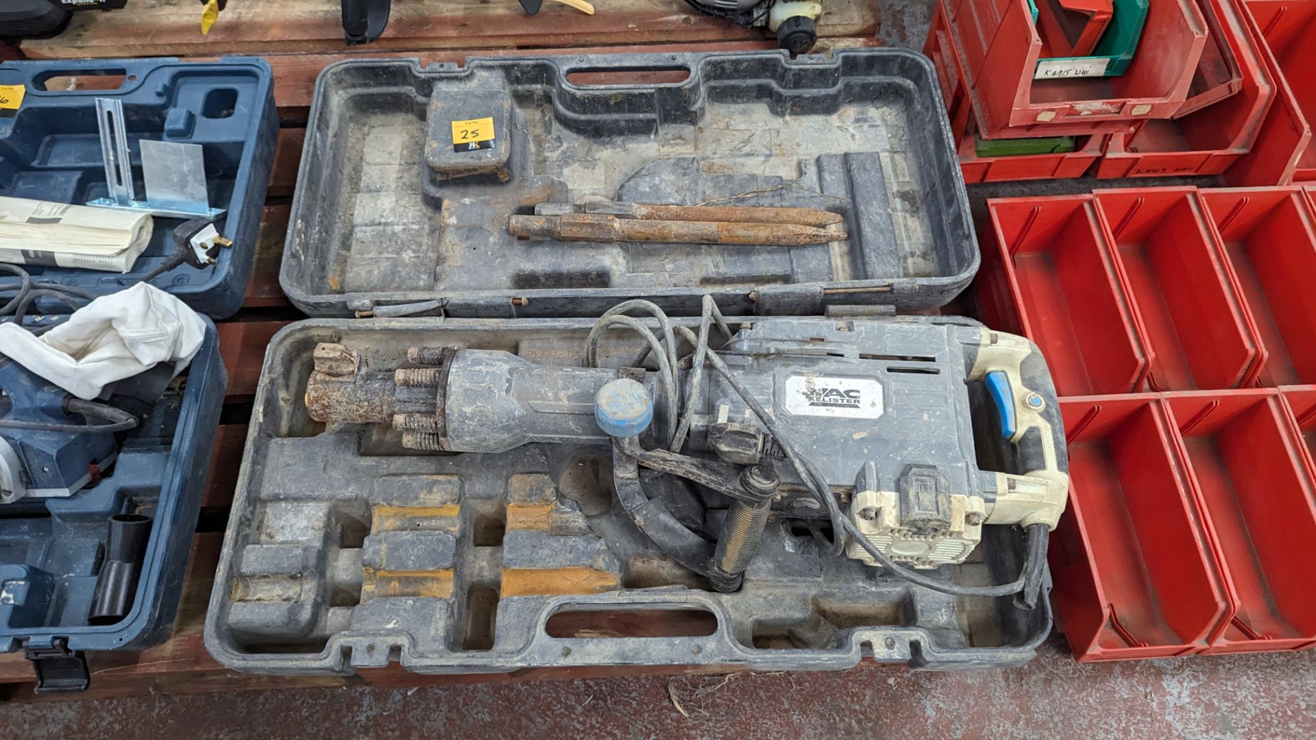 MAC Allister model MSBR1700-A heavy duty corded demolition breaker in case including 2 bits