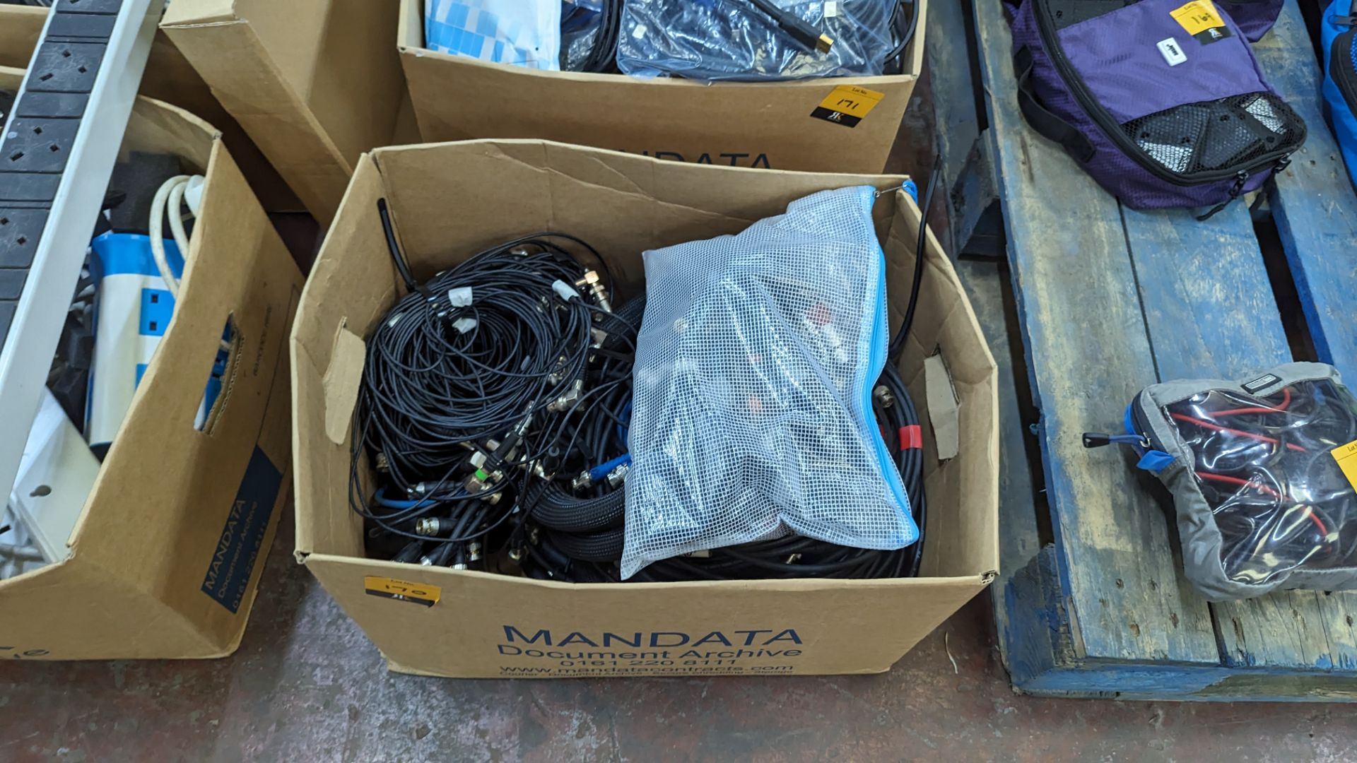 Box of assorted BNC cables