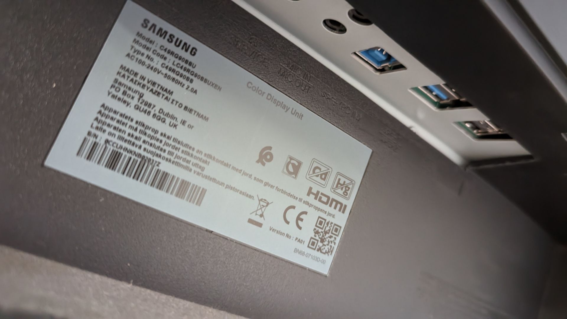 Samsung 49" Odyssey G9 dual-QHD curved gaming monitor model C49RG90SSU - Image 14 of 18