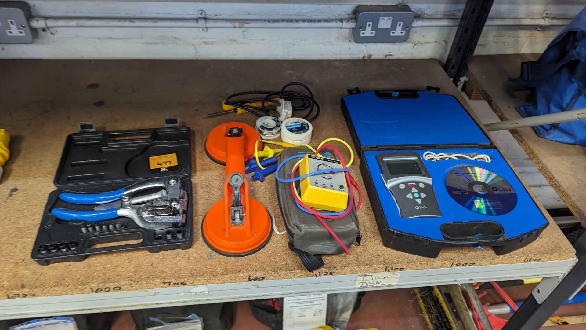 Mixed tool lot including suction clamp, testing item, meter & more