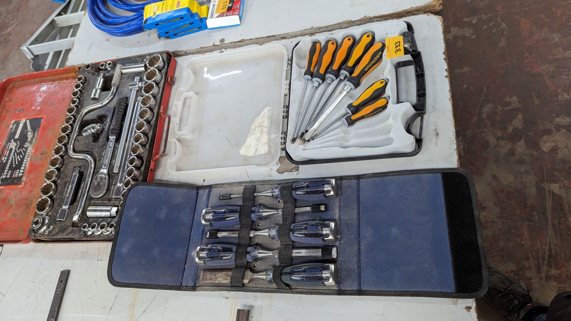 Quantity of hand tools comprising 3 cases & their contents, one comprising chisels, one comprising s - Image 9 of 9