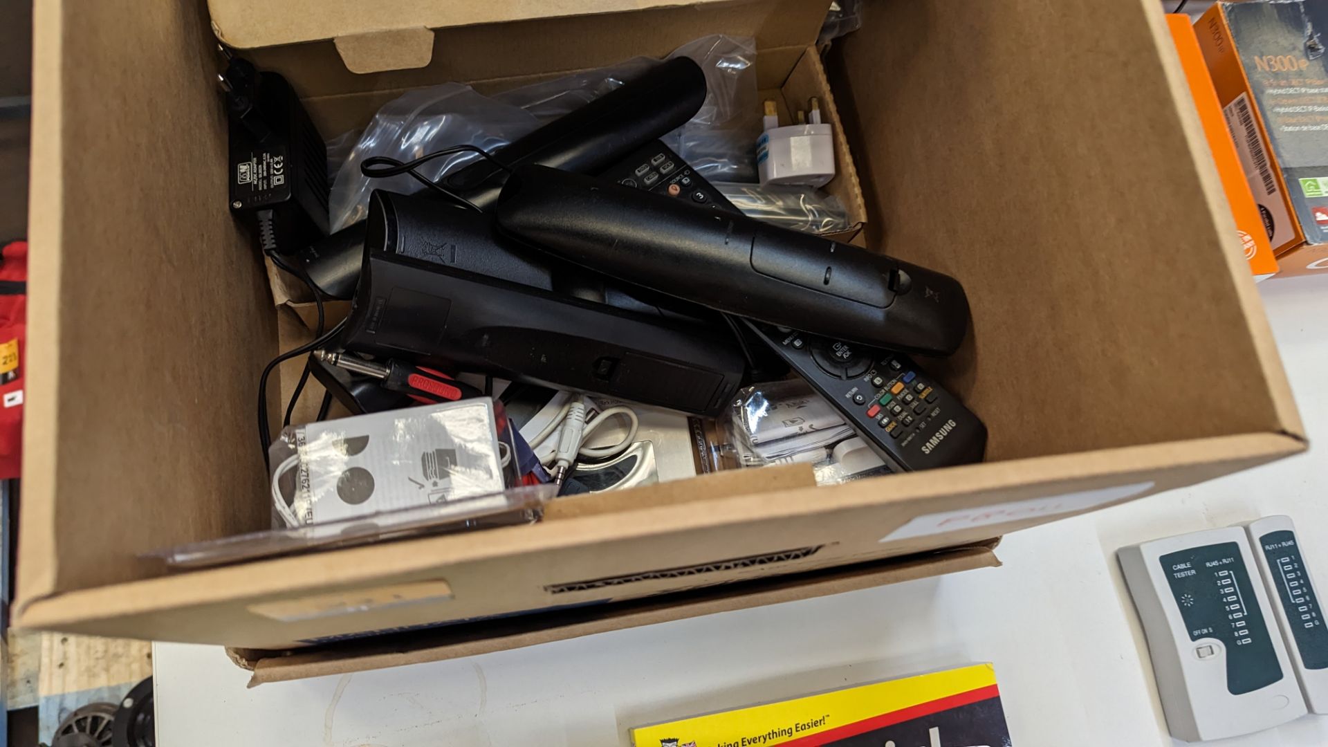 Box of assorted remote controls, audiovisual items, adaptors & more - Image 3 of 8