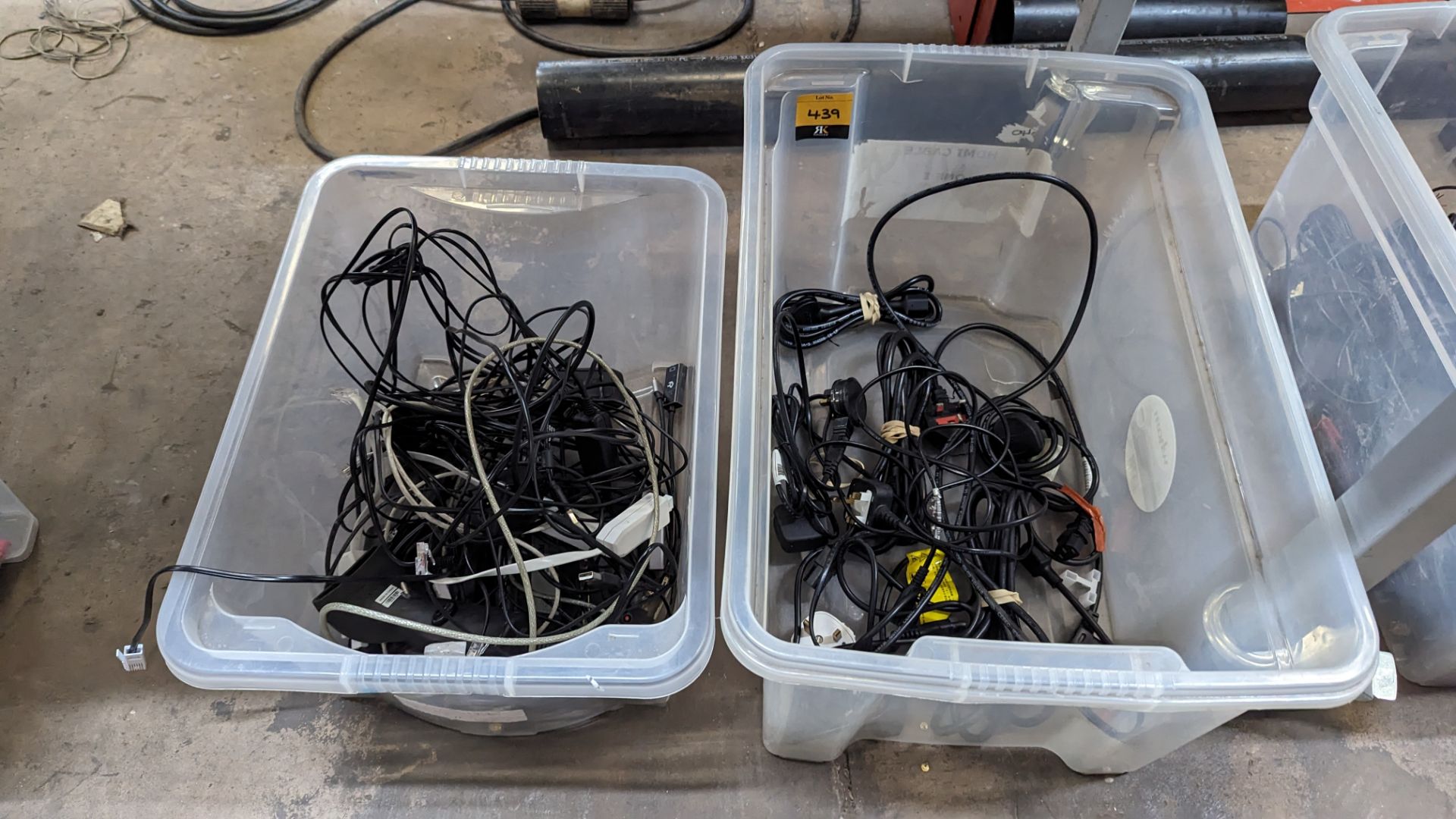 The contents of 2 crates of electric & computer cable including mice & IT related items