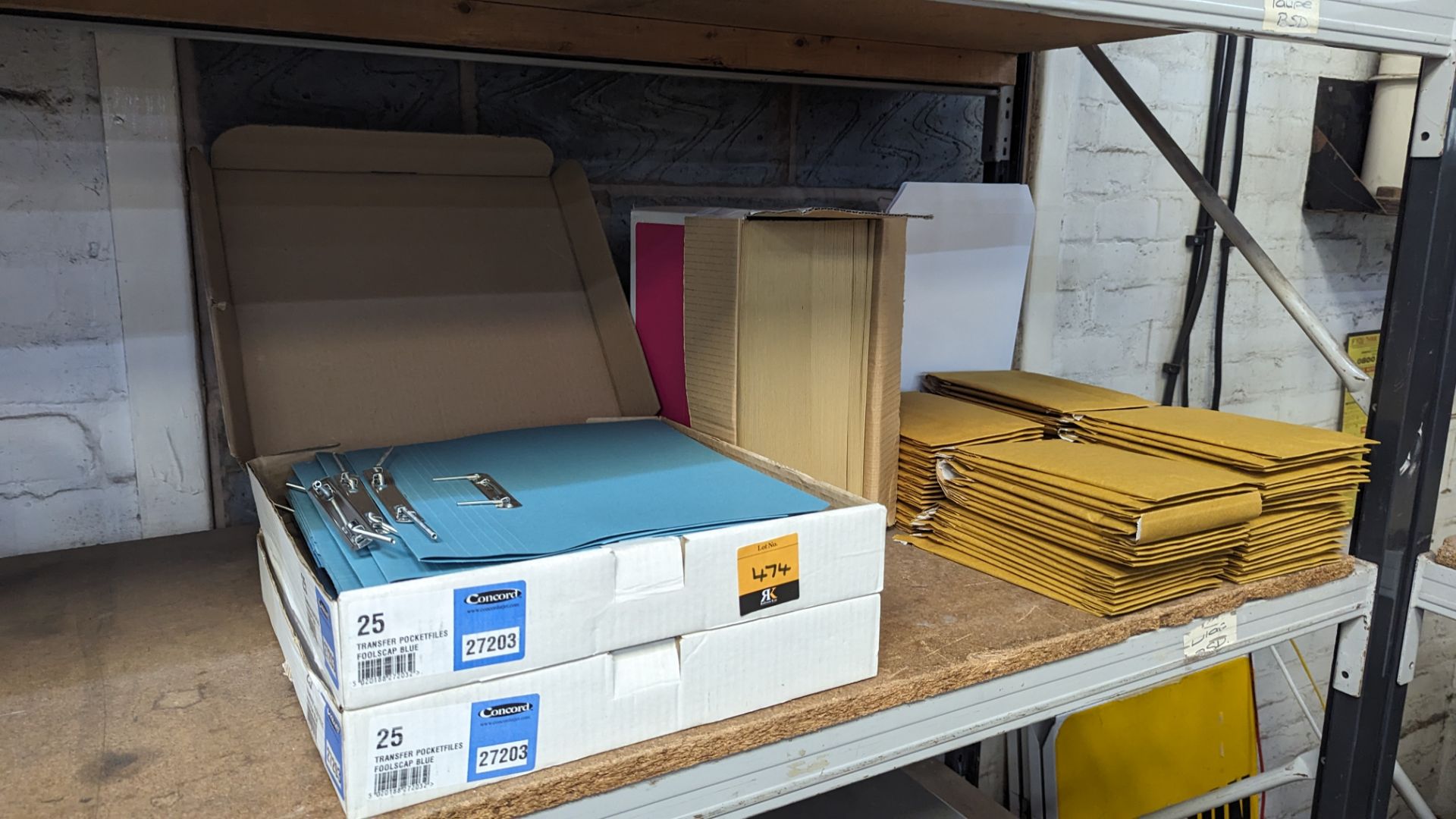 Mixed office supply lot comprising folders, envelopes including padded & more