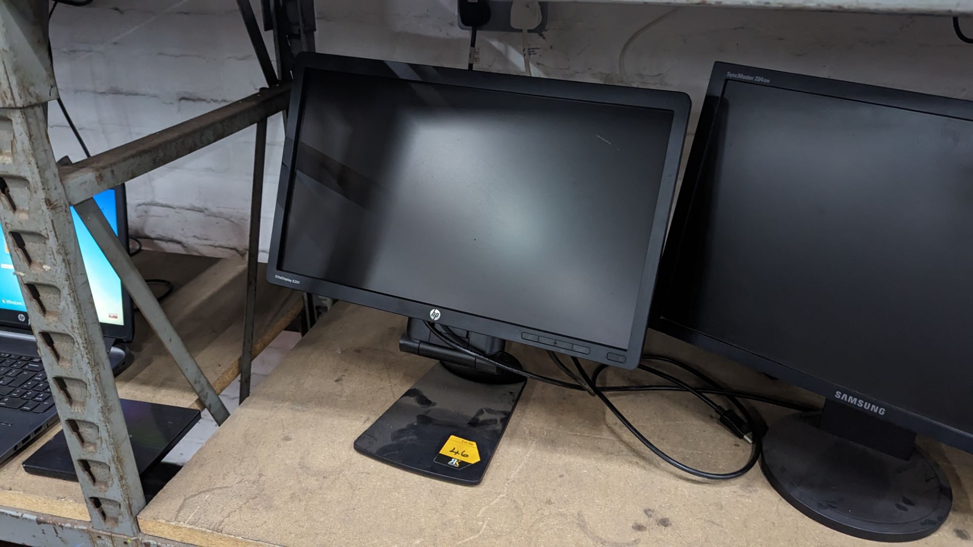 The contents of a shelf of assorted IT equipment including monitors, cables, keyboards, headphones & - Image 4 of 10