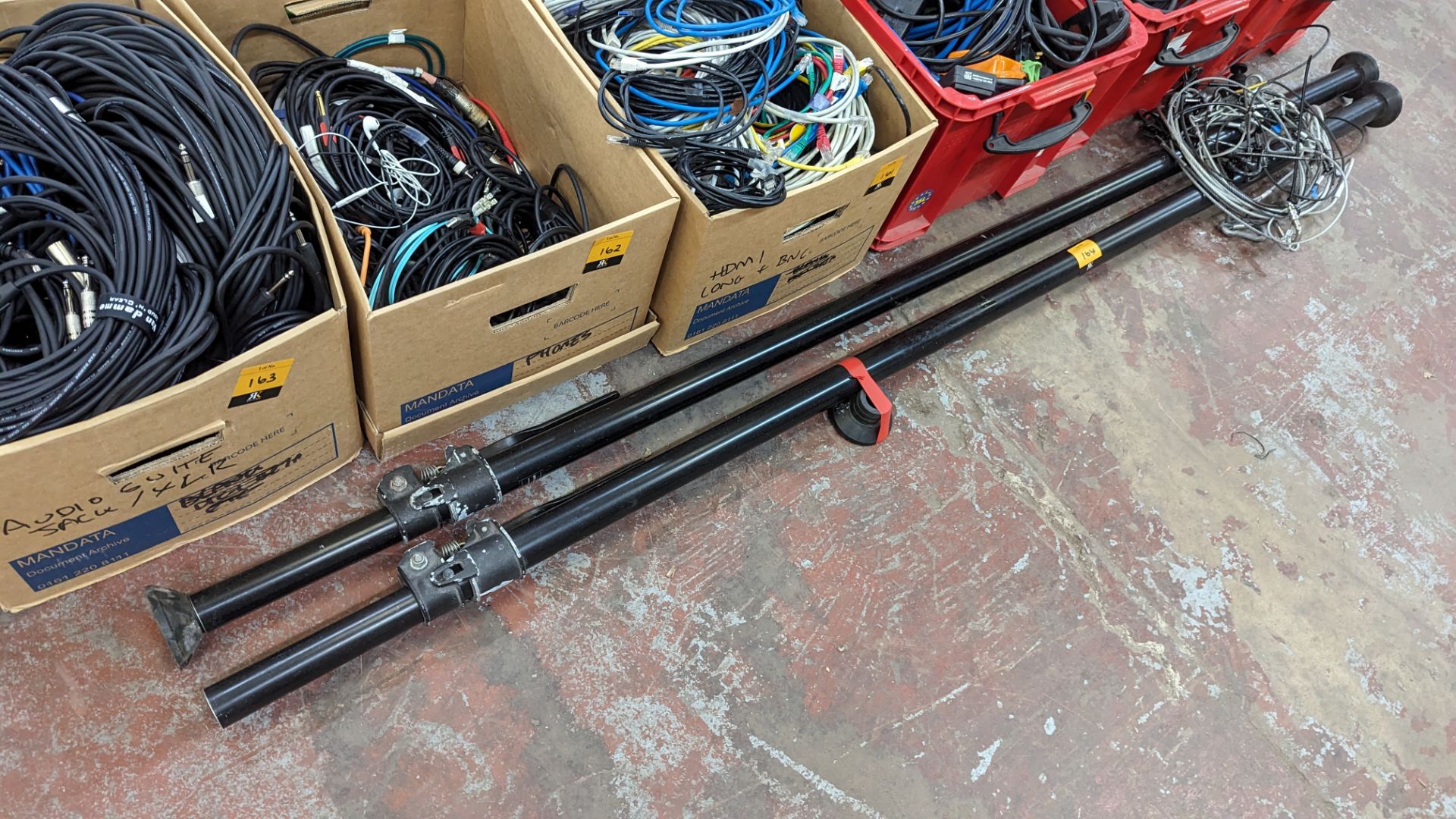 2 off extending poles with quantity of metal cable & clips