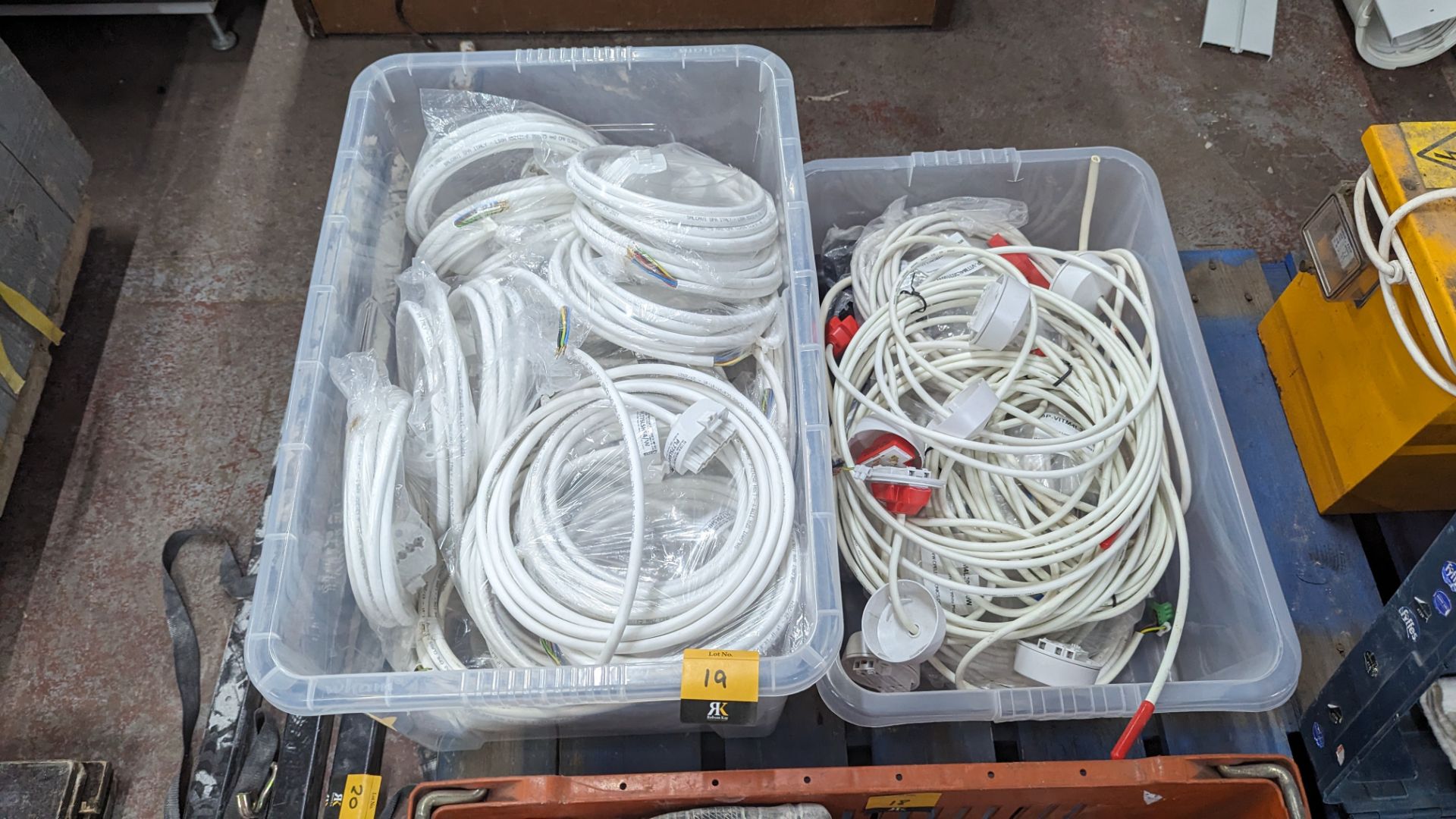 The contents of 2 tubs of electrical cable - tubs excluded