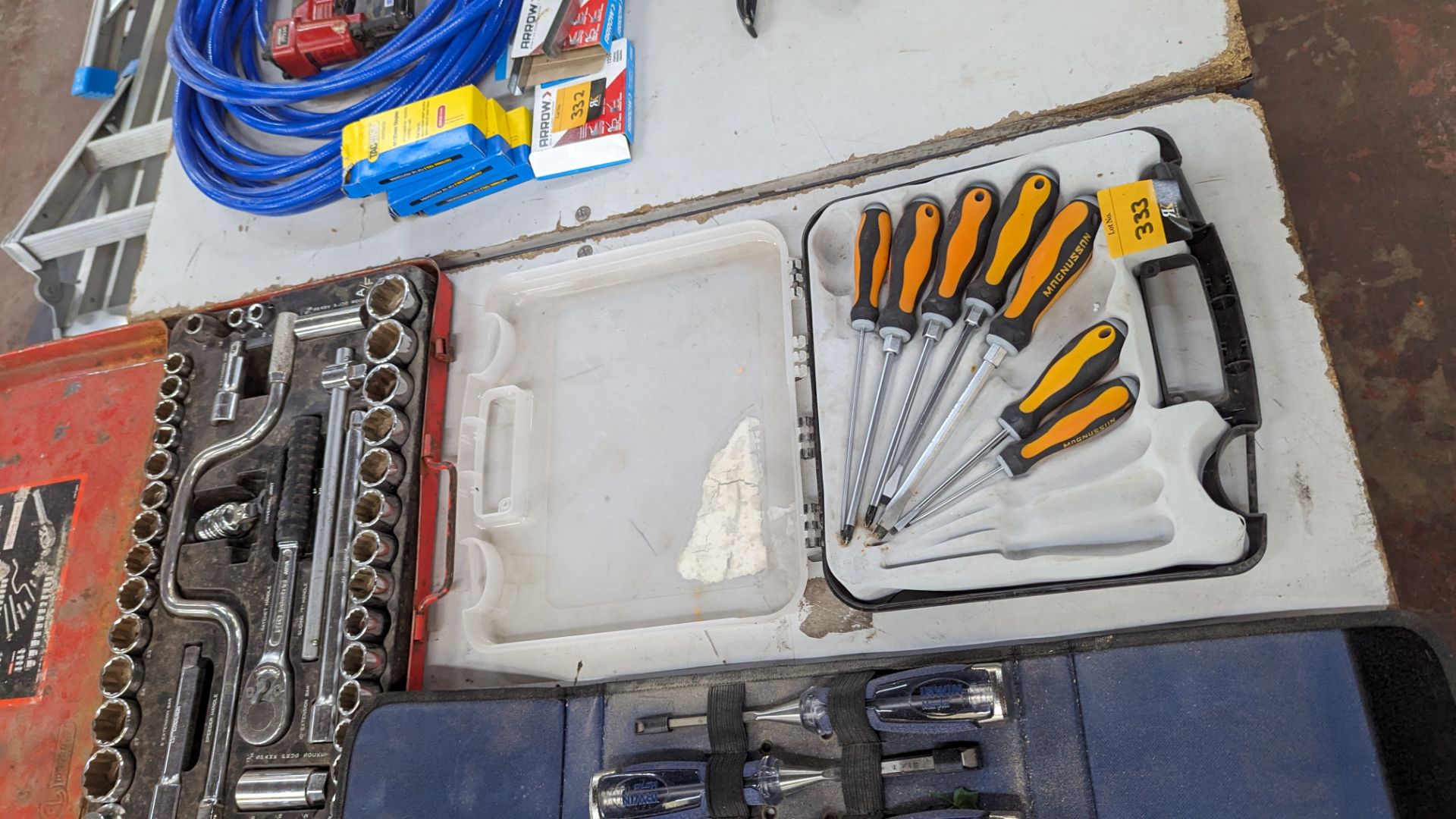Quantity of hand tools comprising 3 cases & their contents, one comprising chisels, one comprising s - Image 8 of 9