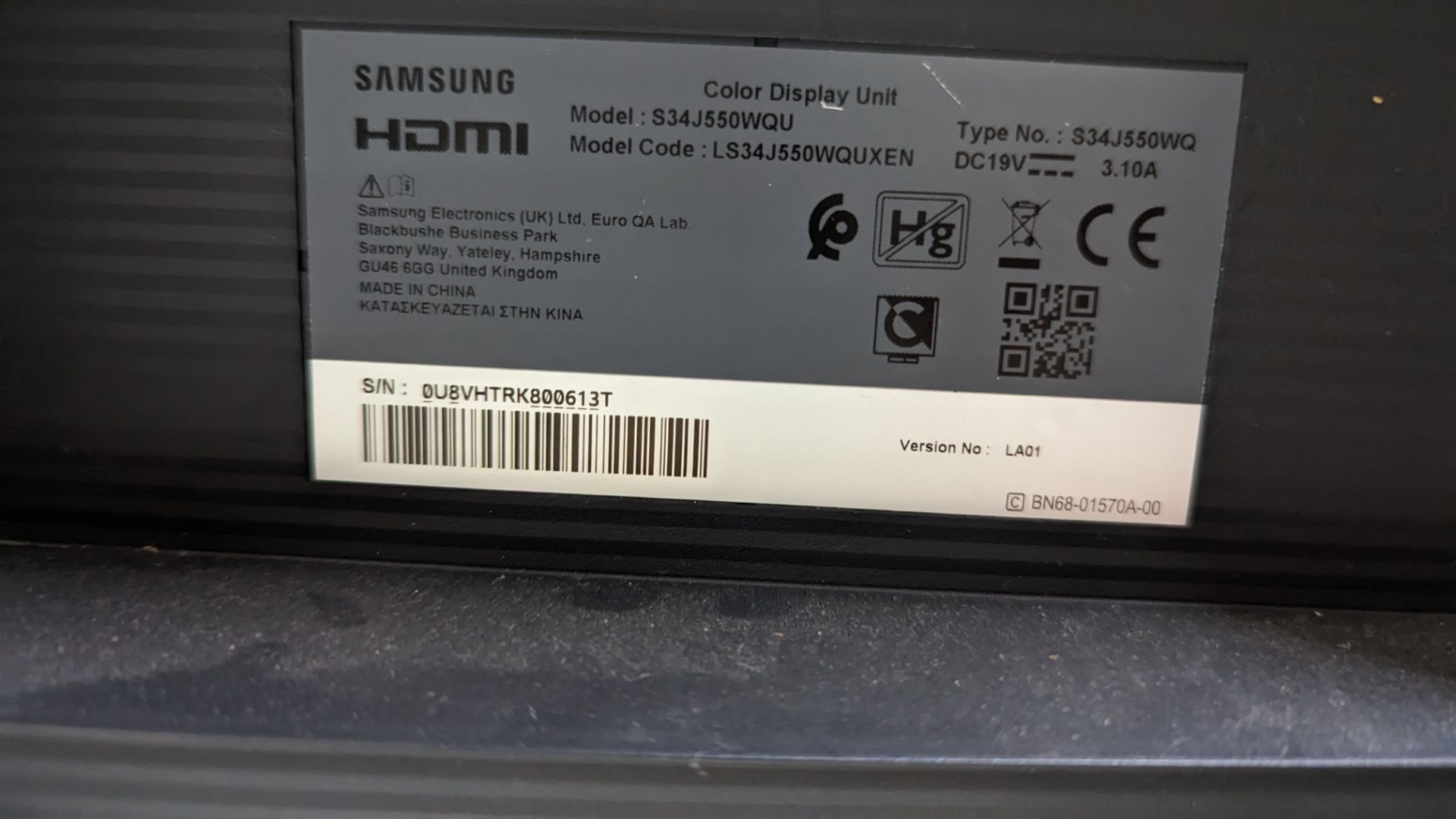 Samsung 34" ultra wide HDMI monitor model S34J550WQU - Image 8 of 10