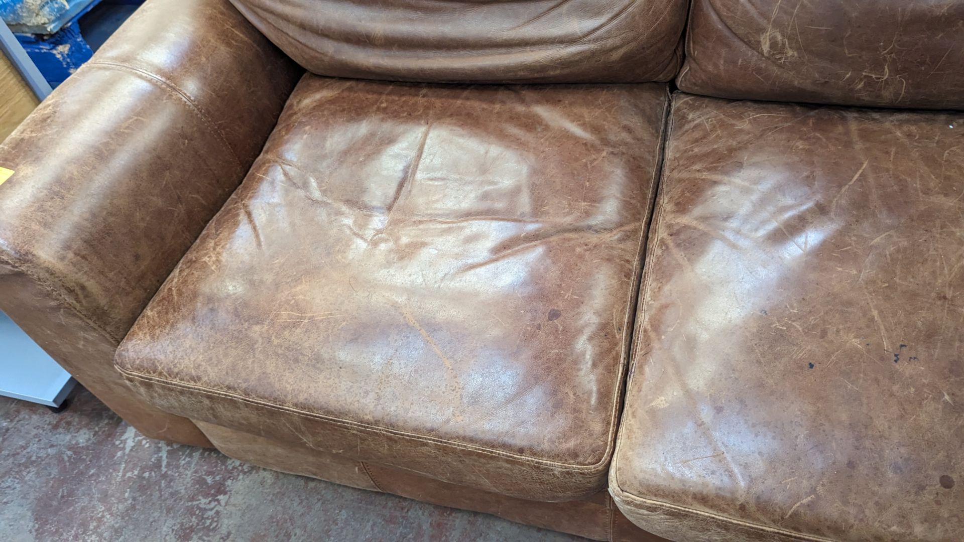 Brown leather sofa - Image 4 of 6