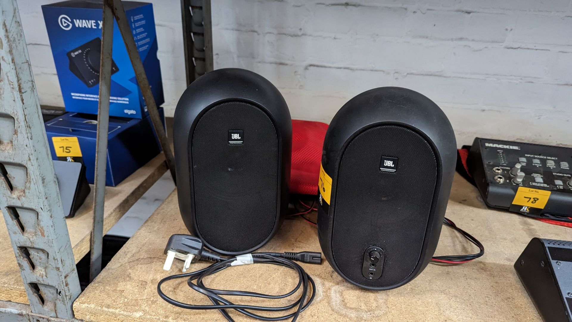 Pair of JBL Professional 1 Series 104 reference monitor powered speakers including cables & bag - Image 3 of 11