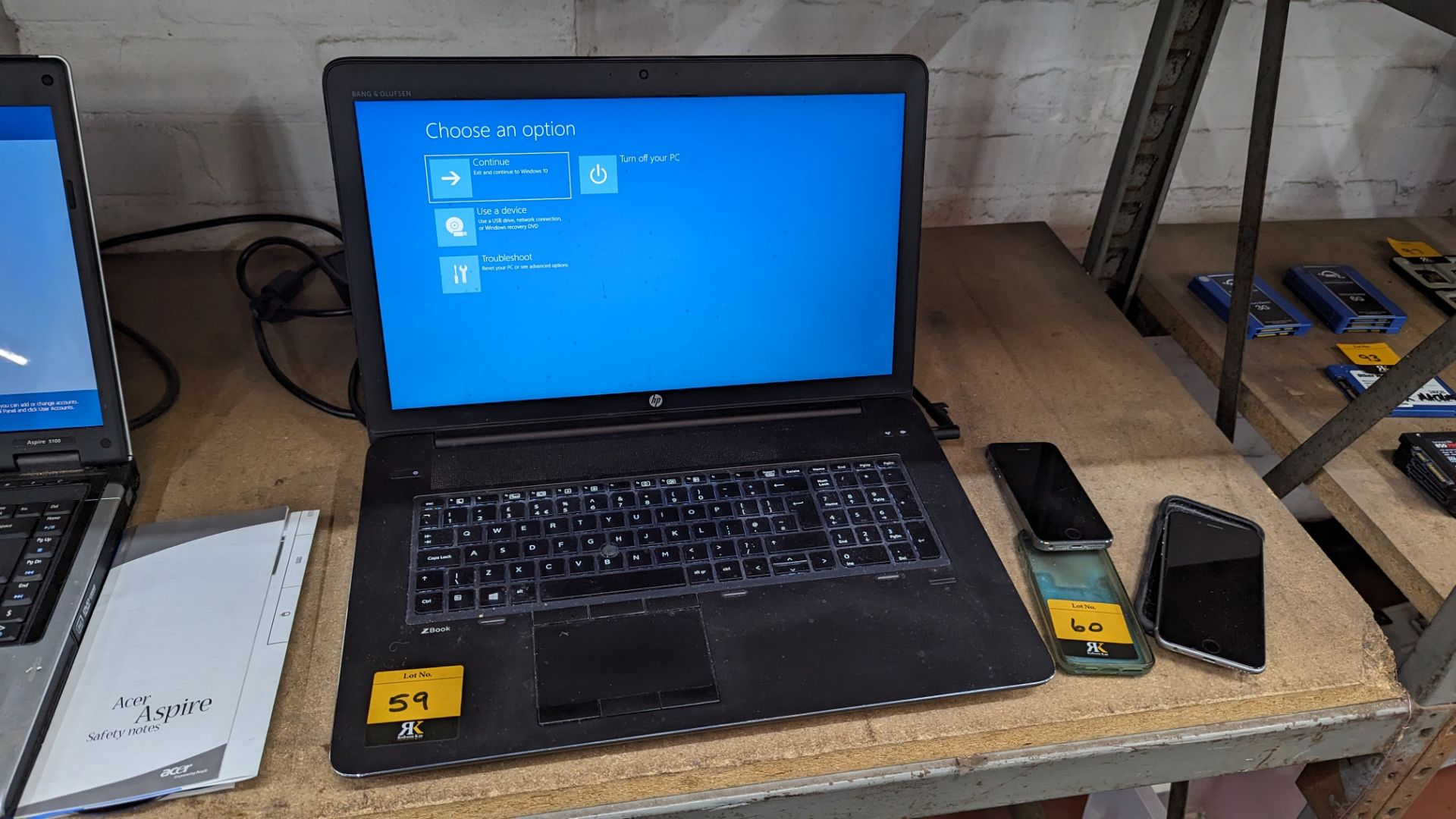 HP Z Book notebook computer including power pack/charger