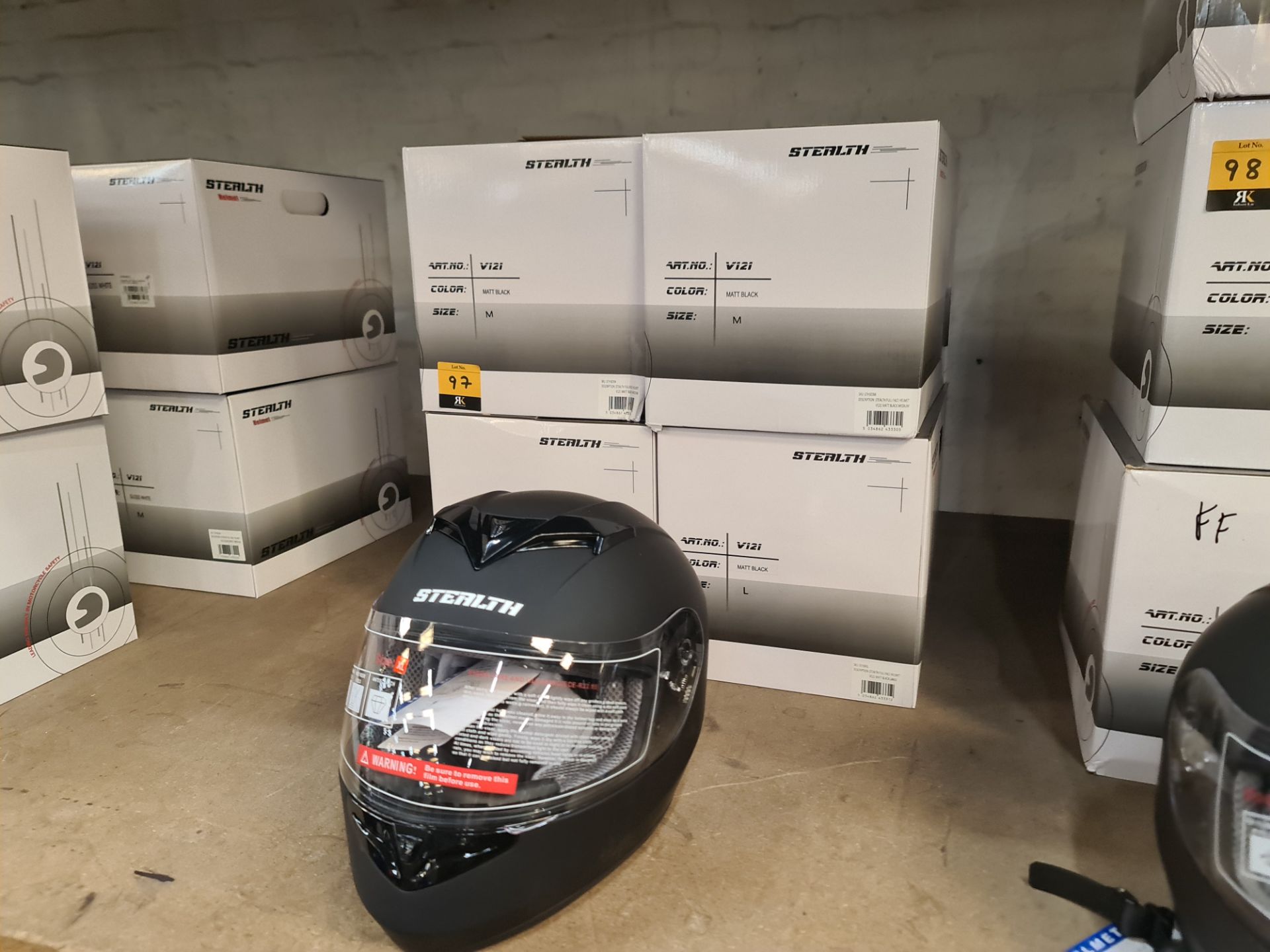 5 off Stealth V121 matt black helmets - 2xM, 2xL, 1xXL
