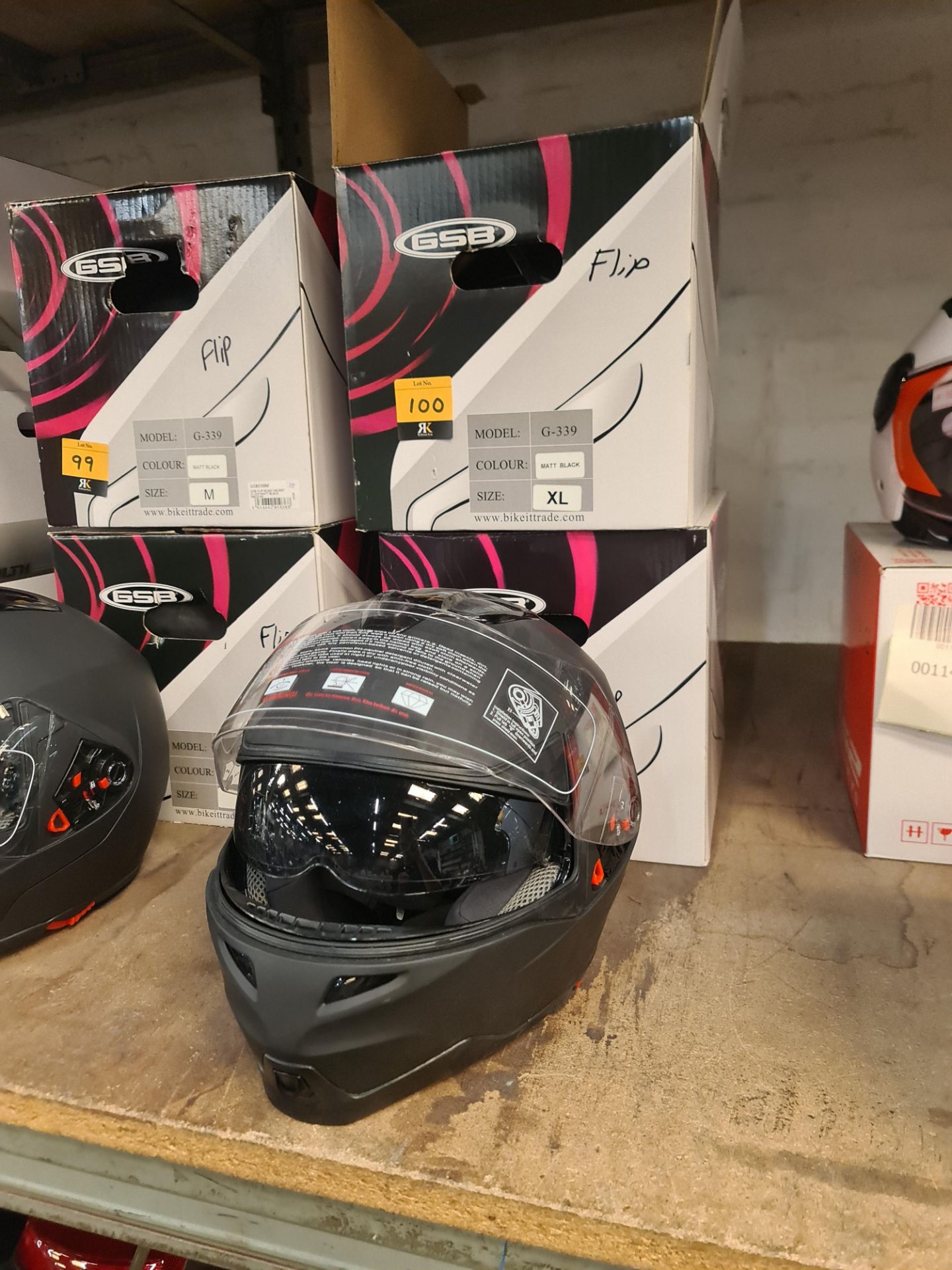 3 off GSB G339 matt black helmets, 1 each of sizes M, L & XL