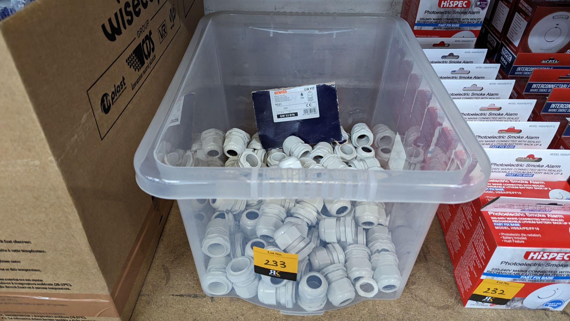 The contents of a crate of industrial cable glands