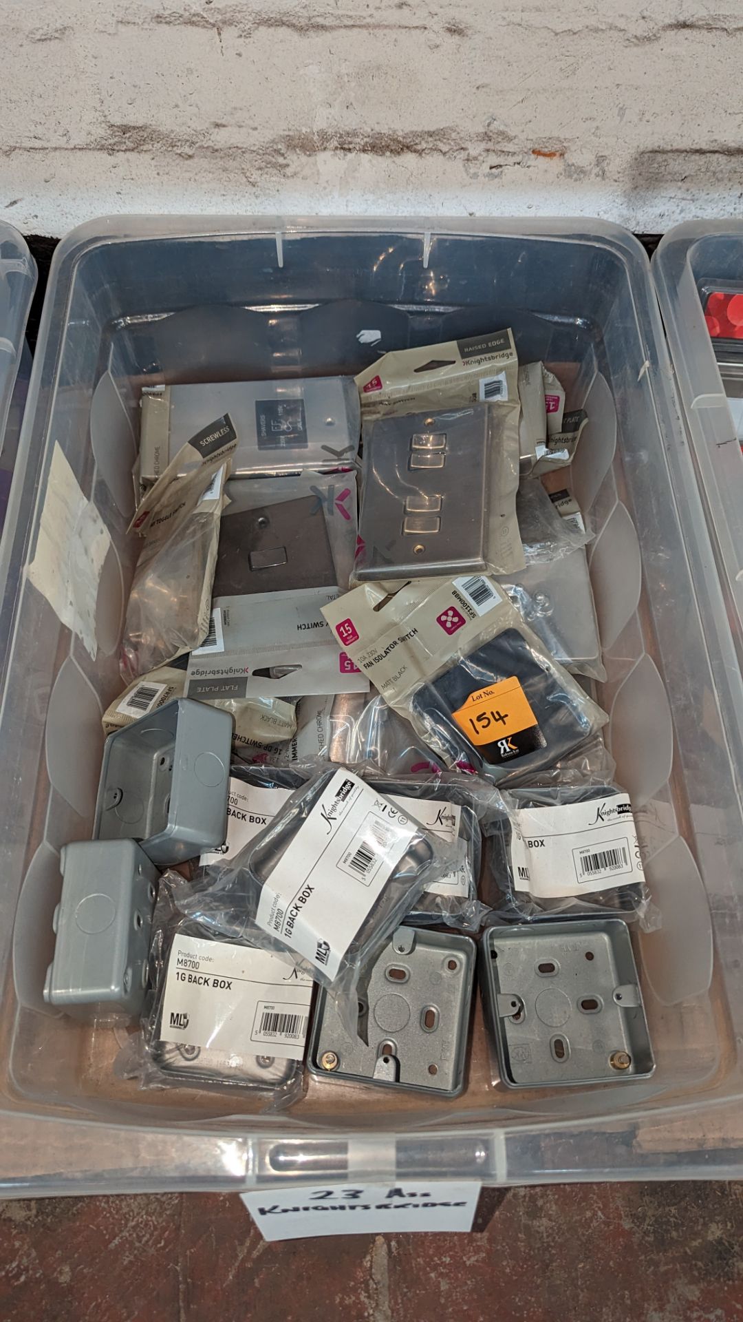 23 assorted Knightsbridge backboxes, switches & other items