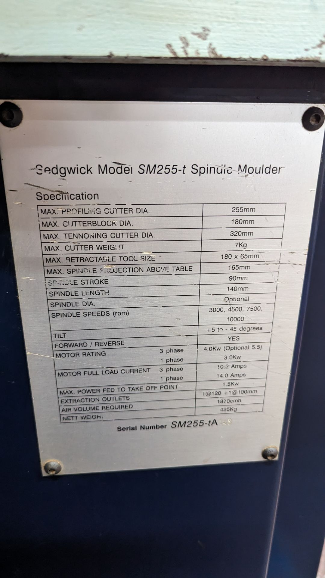 Sedgwick model SM255-T spindle moulder including Steff 2034 power feed - Image 16 of 19