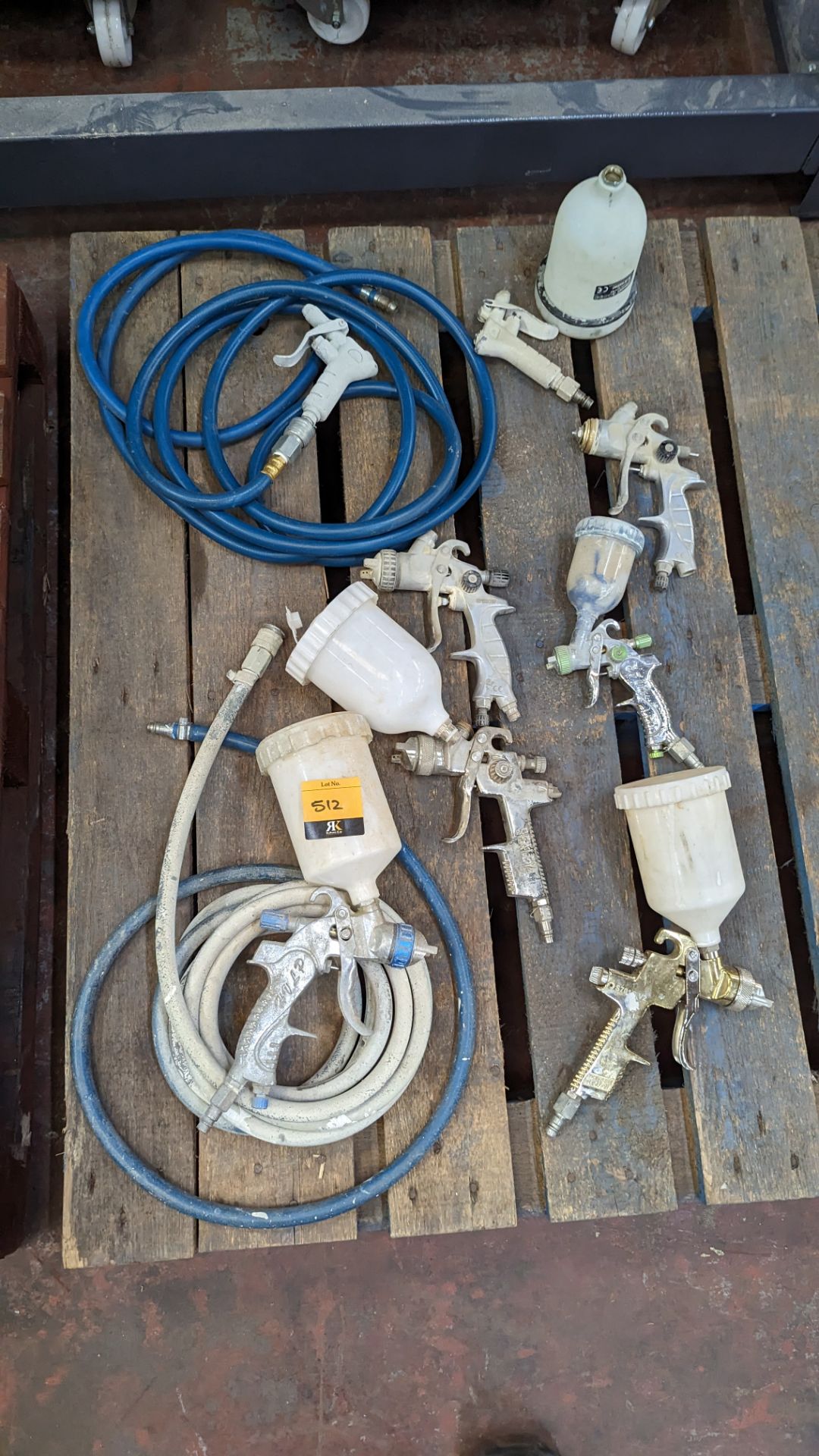 Quantity of spray paint guns & other related equipment as pictured - this lot in total comprises 8 s