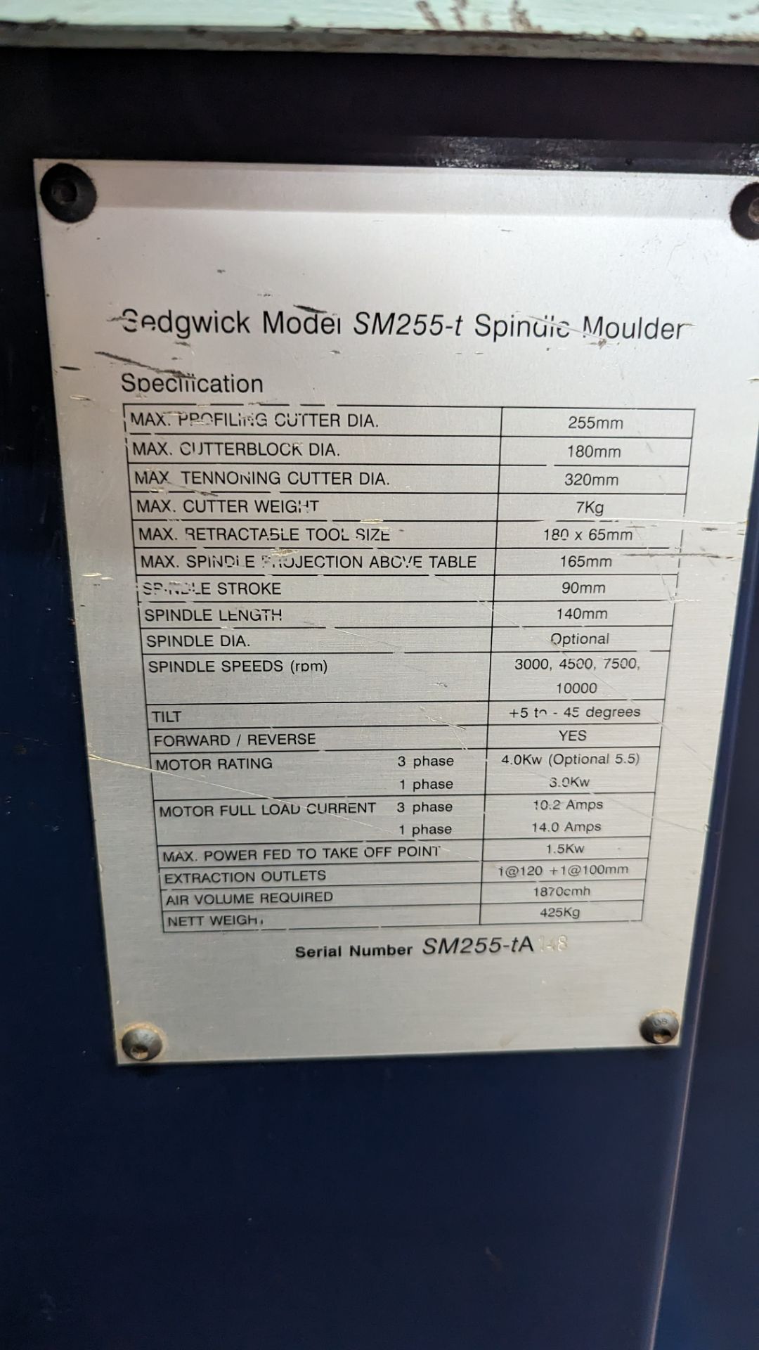 Sedgwick model SM255-T spindle moulder including Steff 2034 power feed - Image 17 of 19