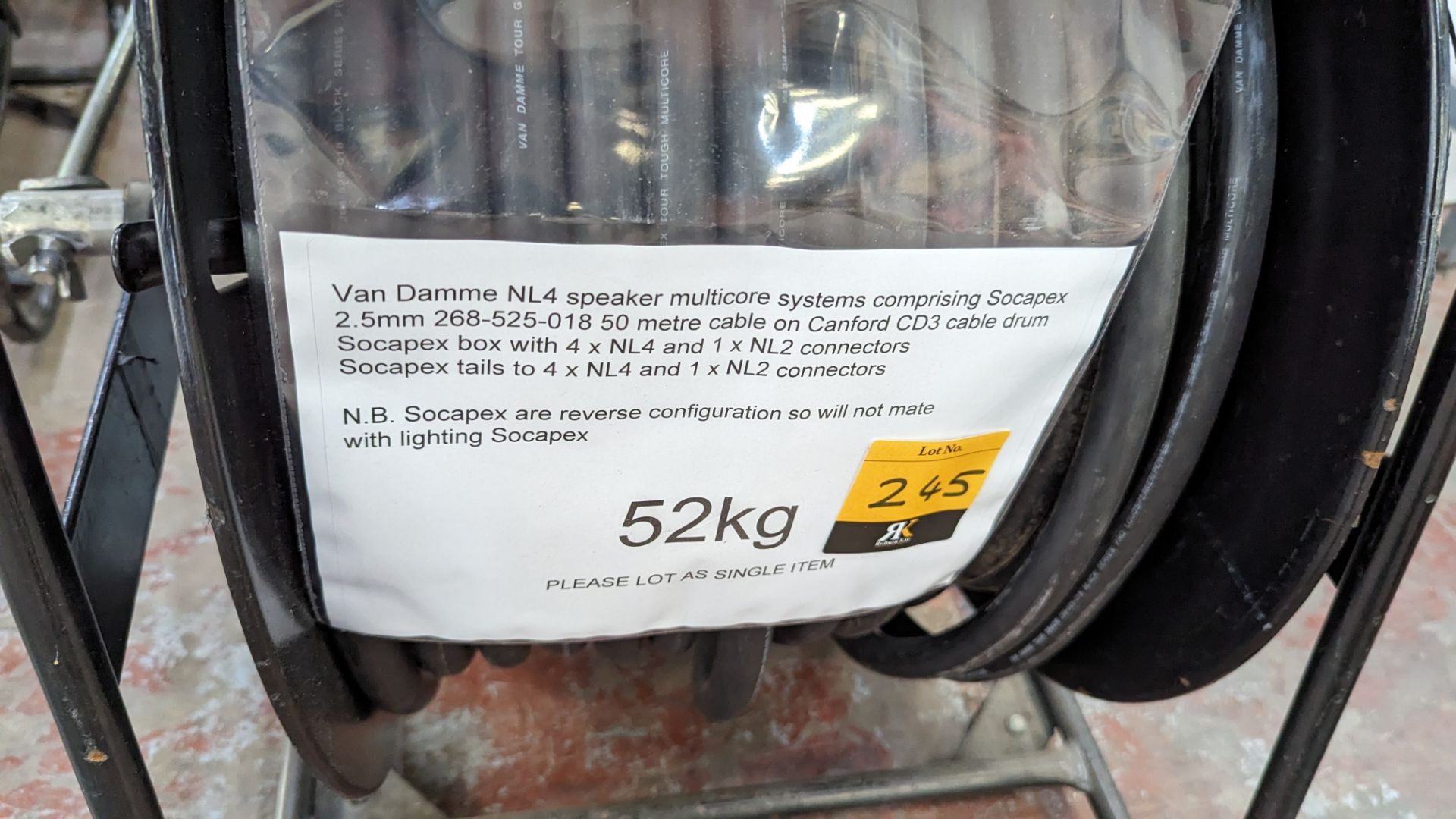 Van Damme NL4 speaker multicore systems comprising socapex 2.5mm 268-525-018 50m cable on CD3 cable - Image 2 of 5