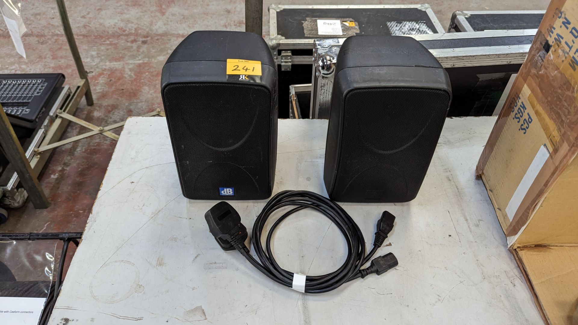 Pair of DB Technologies K70 powered monitor speakers, in cardboard box. Total lot weight: 9kg