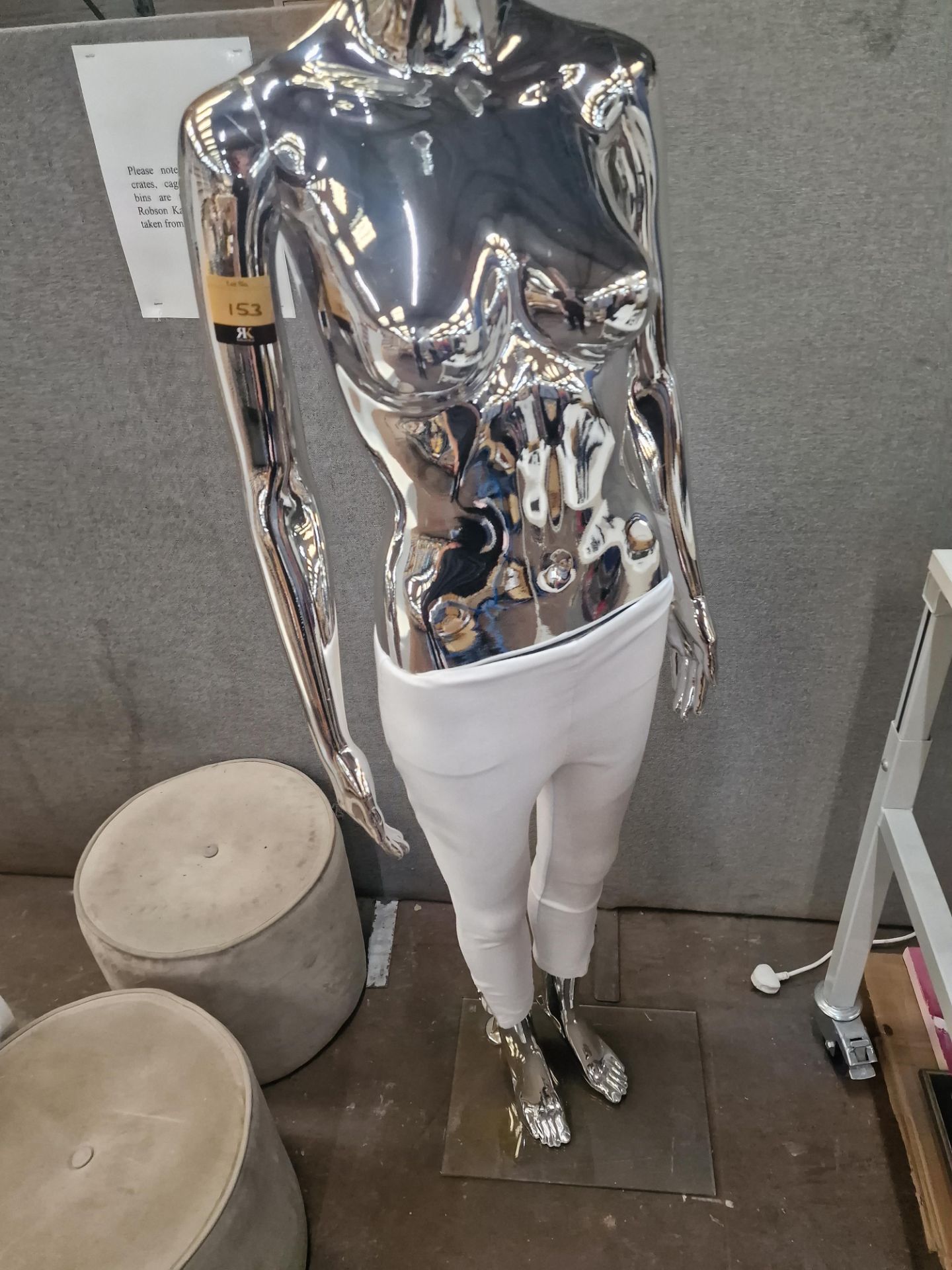 Silver mannequin on glass base includes white leggings, as pictured - Image 3 of 4