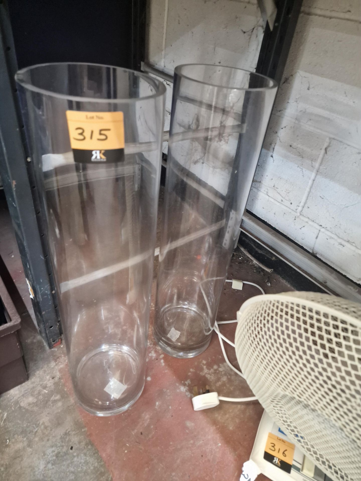 2 off tall glass cylindrical vases - Image 2 of 3