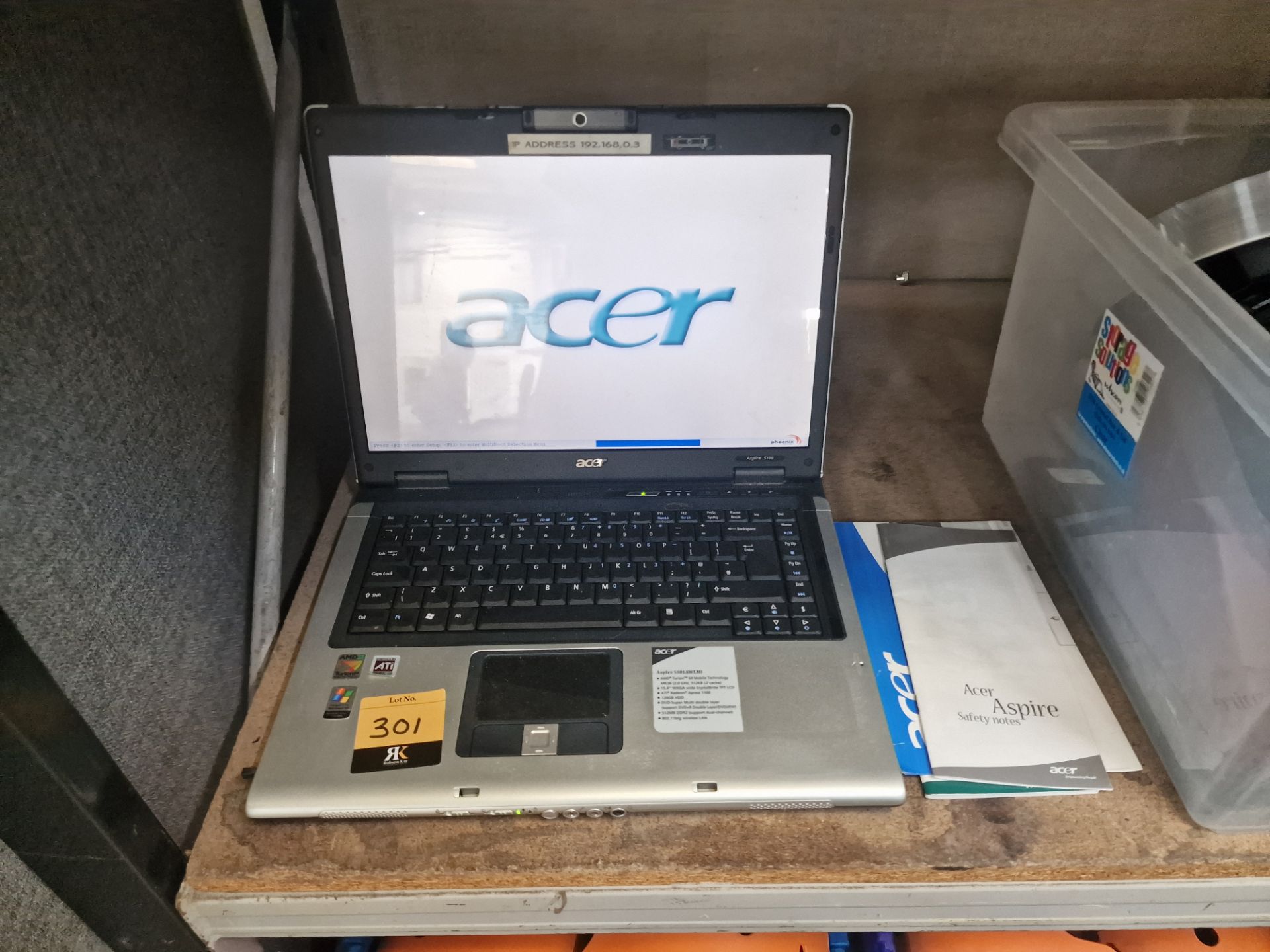 Acer Aspire 5100 notebook computer including power pack/charger
