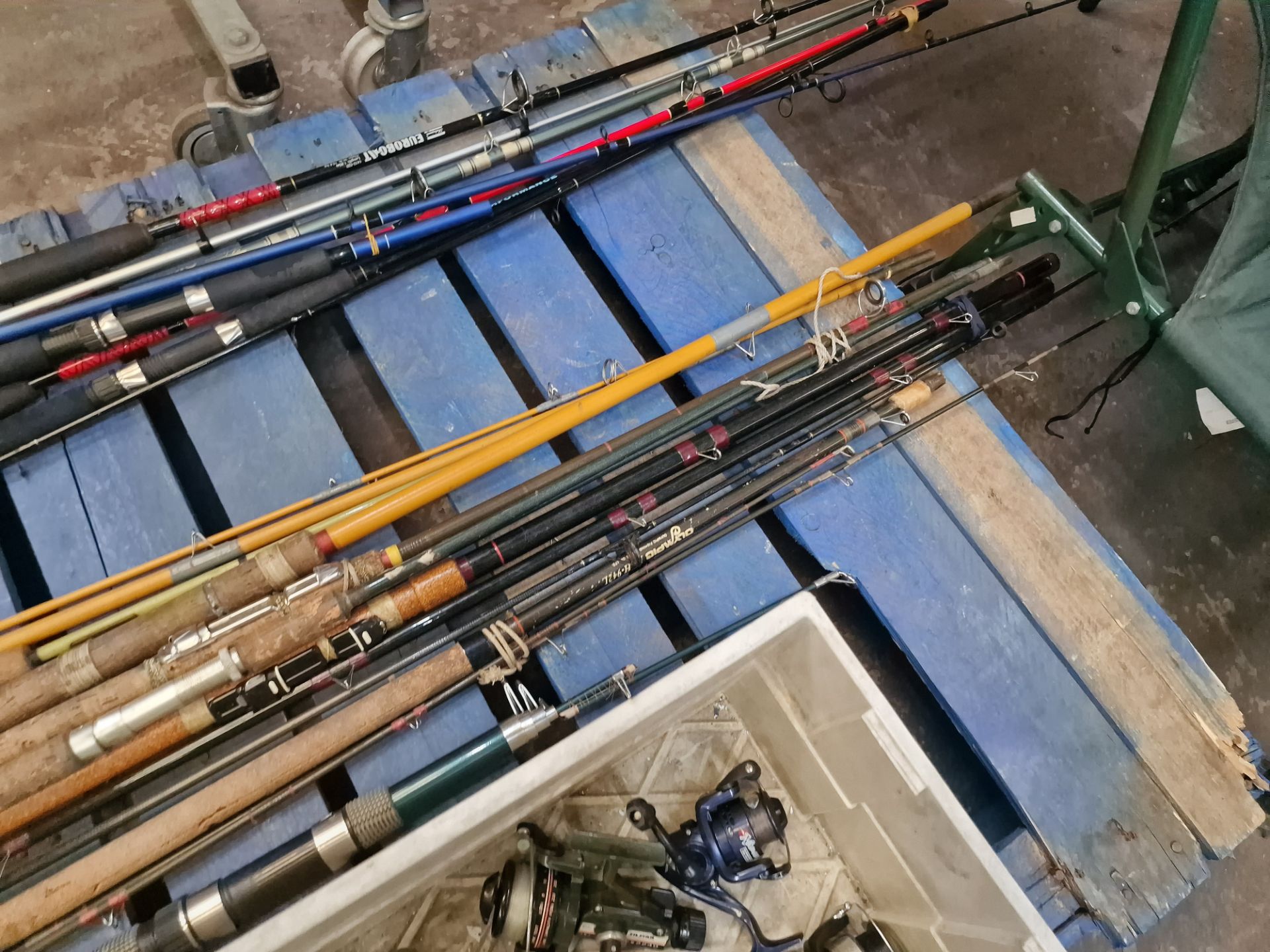 Large quantity of fishing rods and reels - the contents of a pallet. NB crate excluded - Image 5 of 7