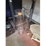 2 off tall glass cylindrical vases