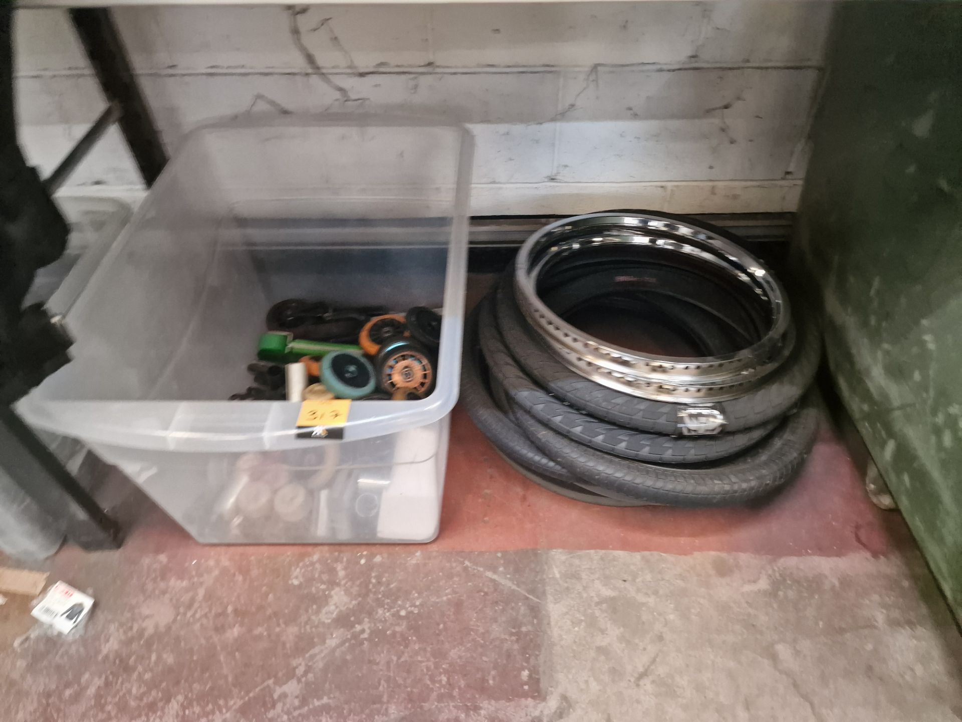 Quantity of scooters and related items comprising the contents of a wheelie bin plus a stack of whee - Image 10 of 10