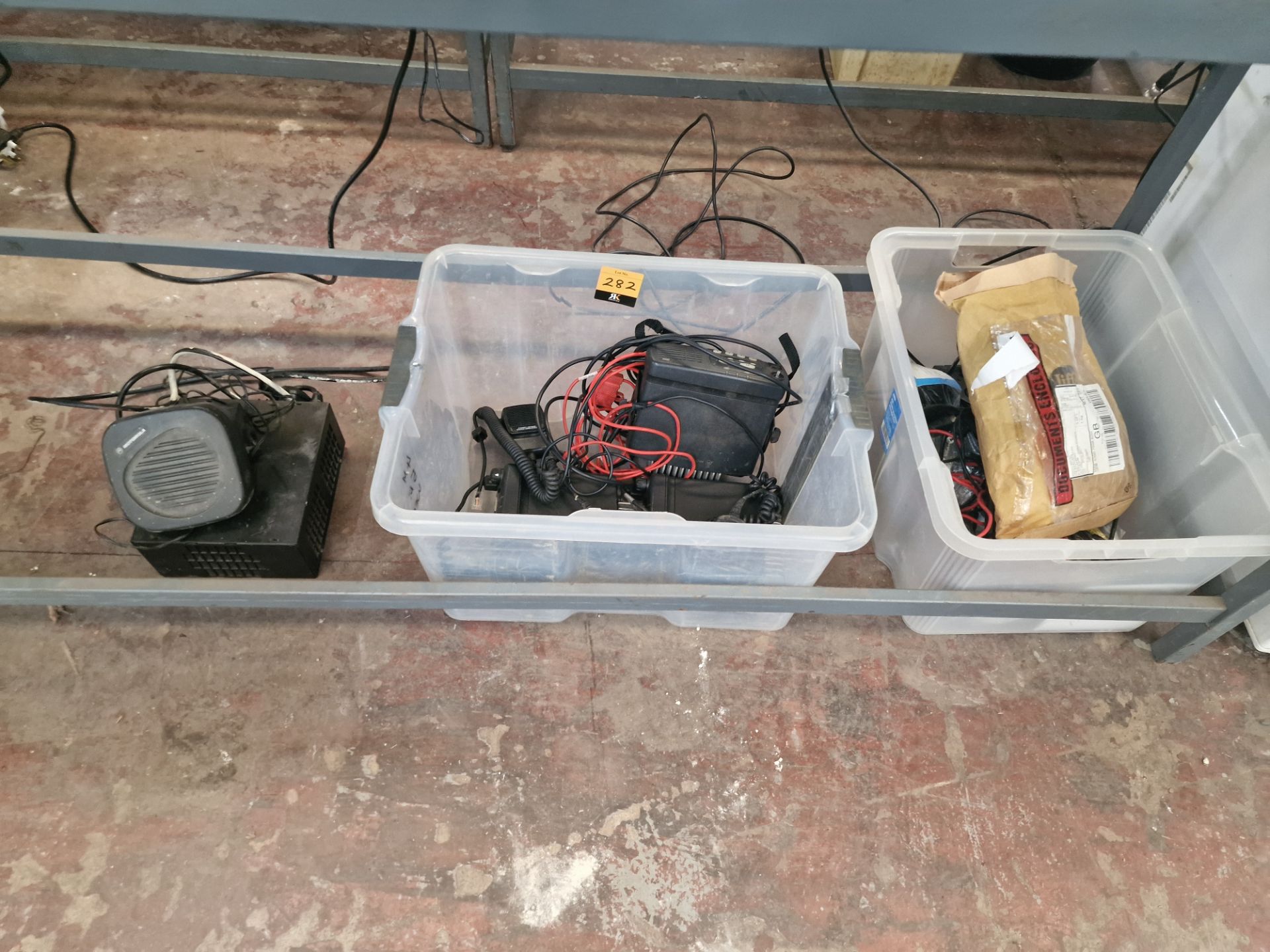 Quantity of in-car/taxi communications equipment, contents of 2 crates plus the miscellaneous items