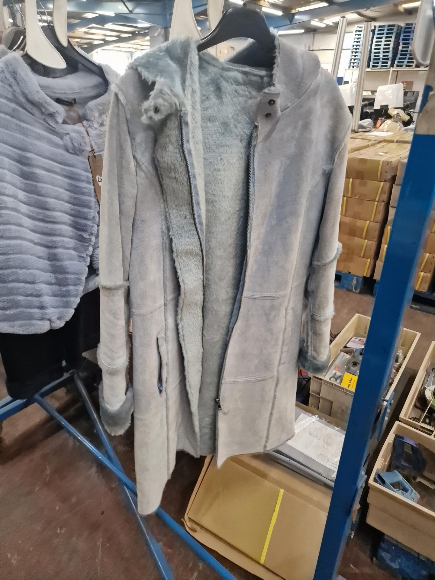 Long blue faux suede coat - Image 2 of 2