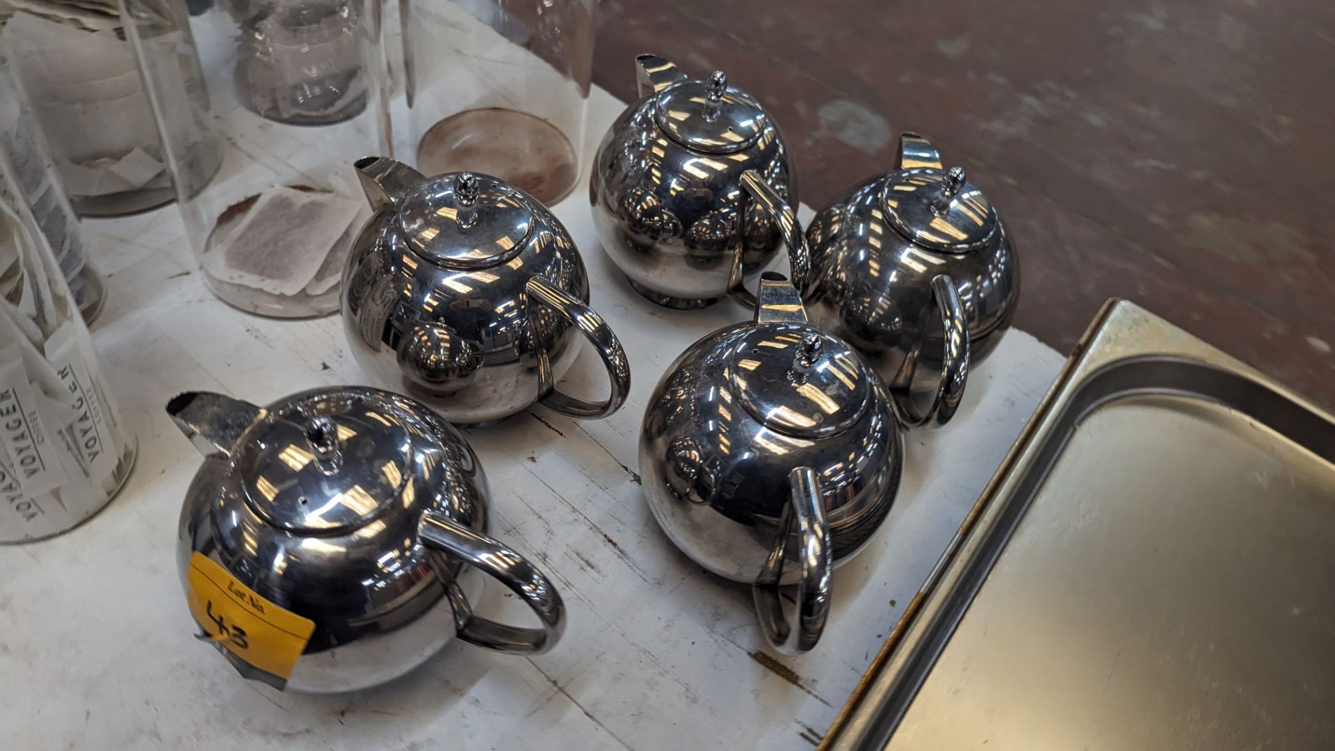 5 off small stainless steel teapots - Image 3 of 6