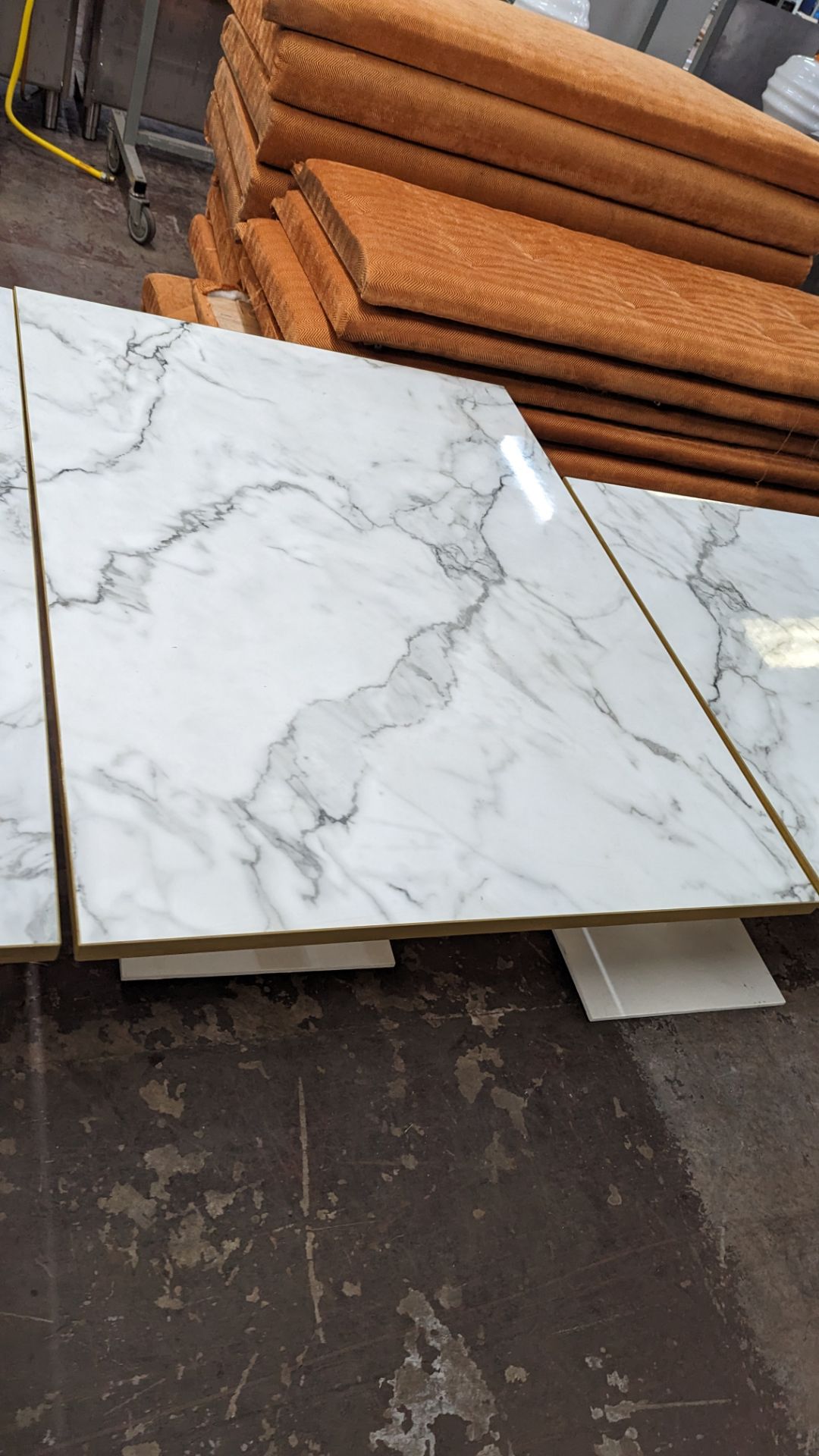 10 off matching dining tables in 3 different sizes with marble effect tops. 2 of the tables are ret - Image 14 of 19