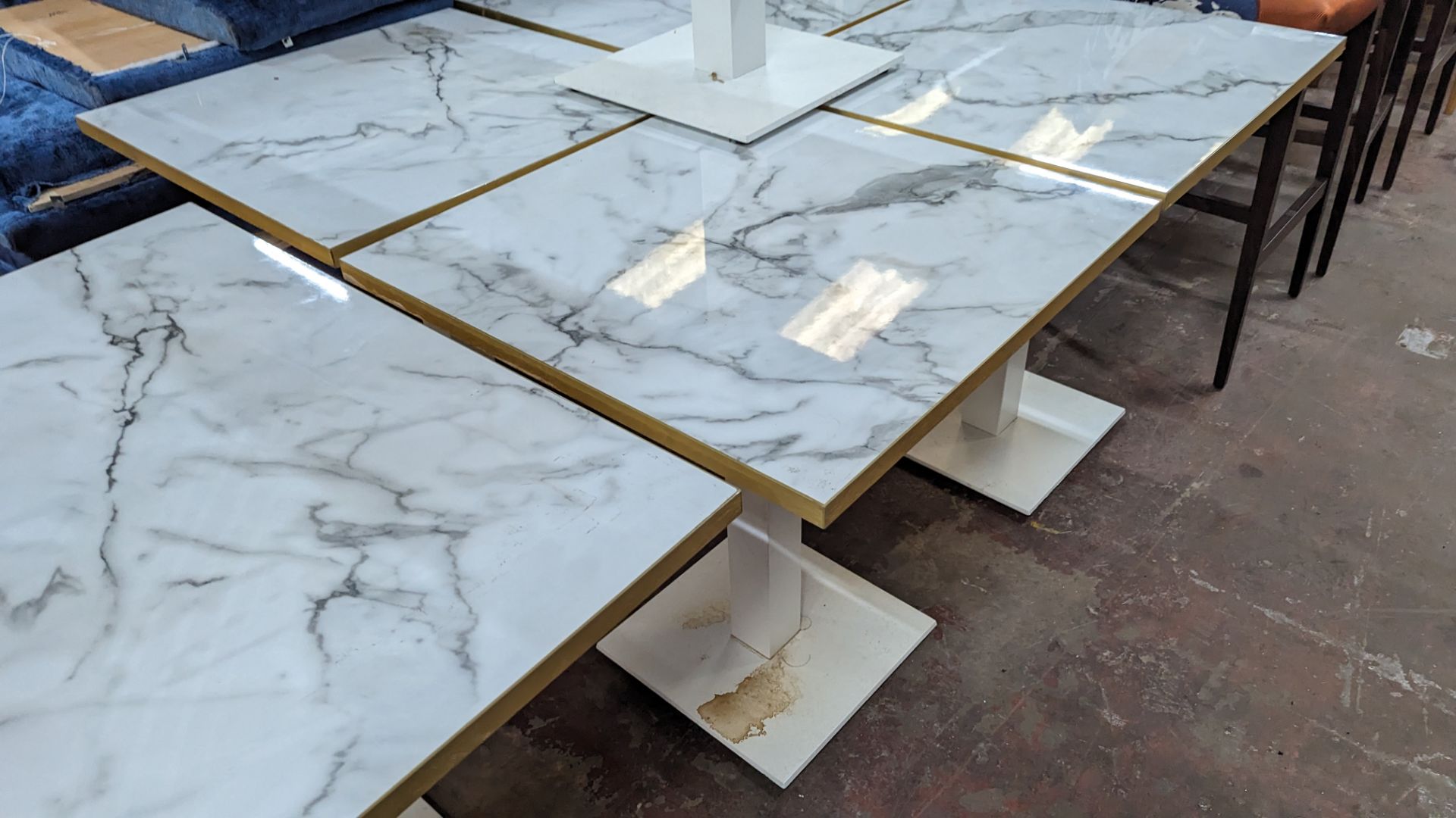 10 off matching dining tables in 3 different sizes with marble effect tops. 2 of the tables are ret - Image 8 of 19