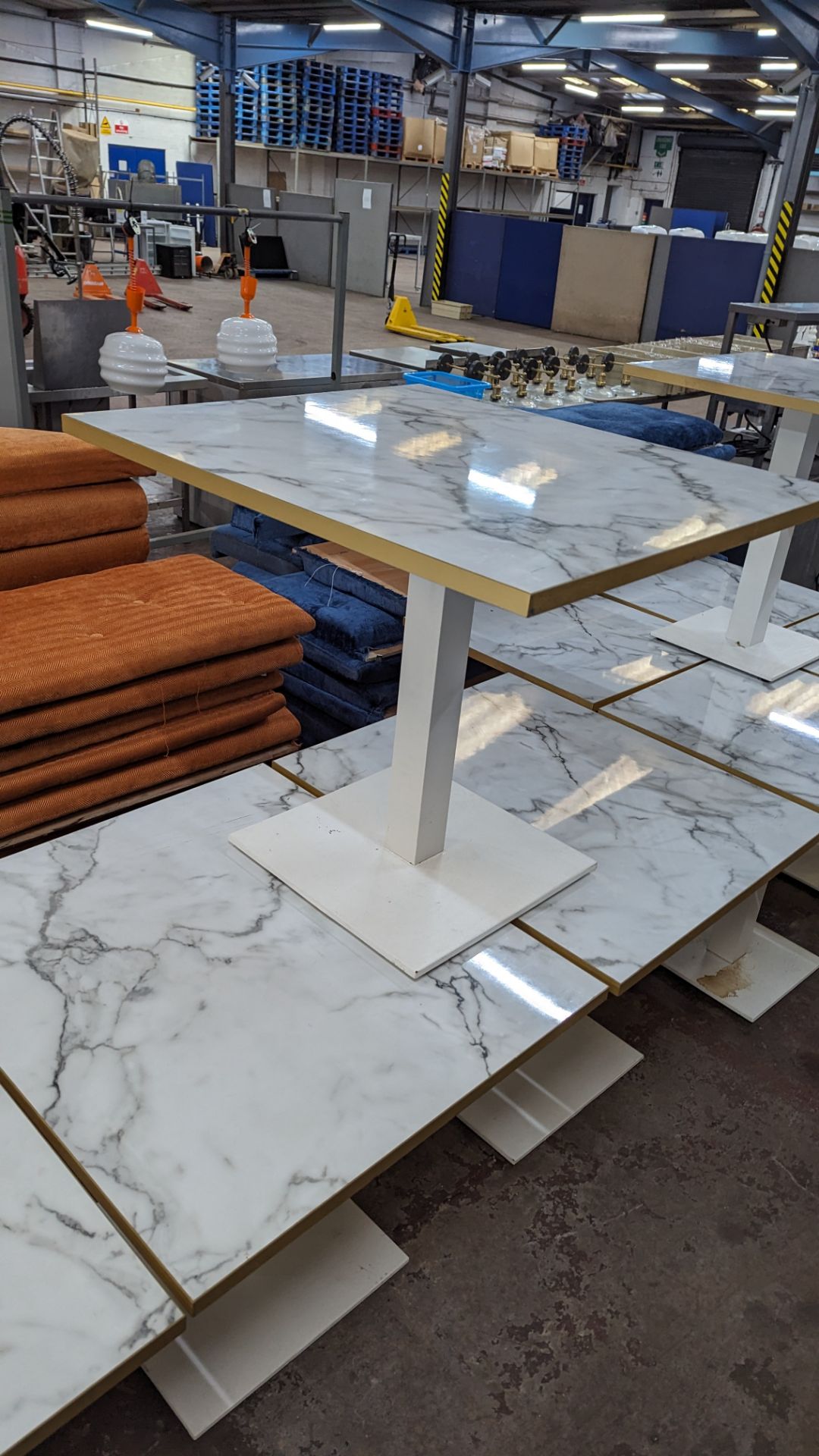 10 off matching dining tables in 3 different sizes with marble effect tops. 2 of the tables are ret - Image 15 of 19