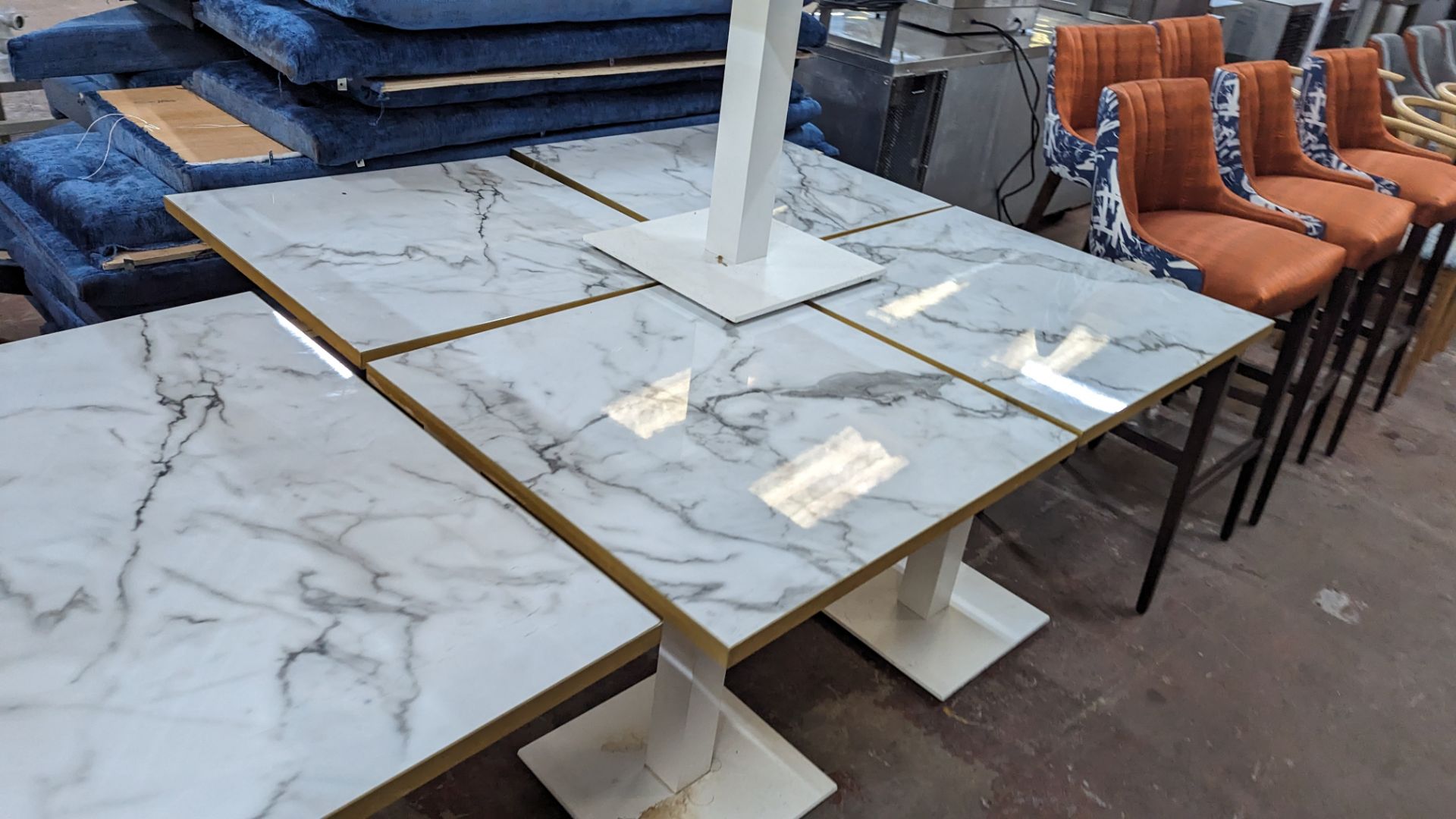10 off matching dining tables in 3 different sizes with marble effect tops. 2 of the tables are ret - Image 17 of 19