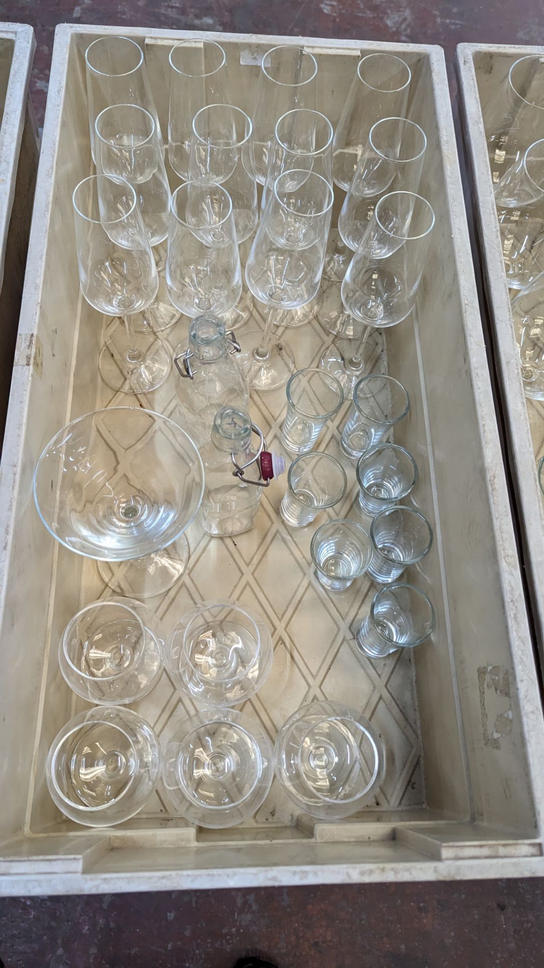 The contents of 2 crates of glassware including jugs, tumblers, dessert glasses, brandy glasses and - Image 5 of 6