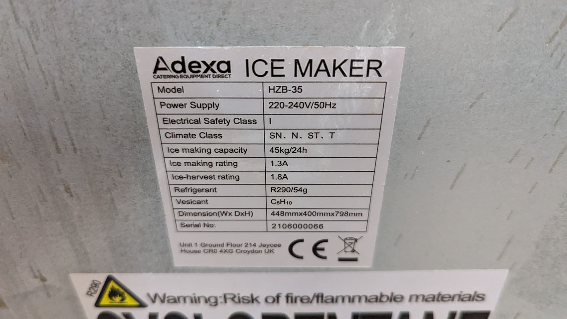 Adexa model HZB-35 stainless steel commercial ice maker - Image 7 of 8