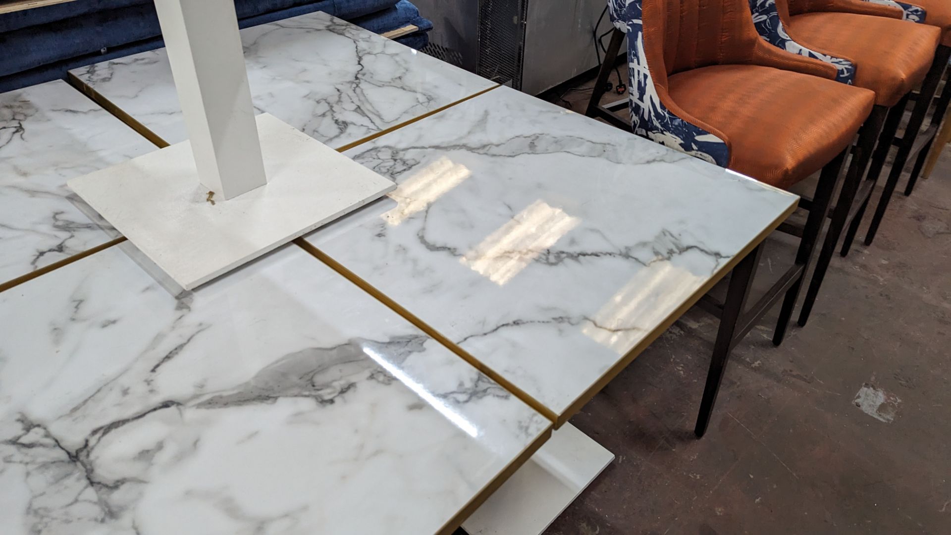 10 off matching dining tables in 3 different sizes with marble effect tops. 2 of the tables are ret - Image 11 of 19